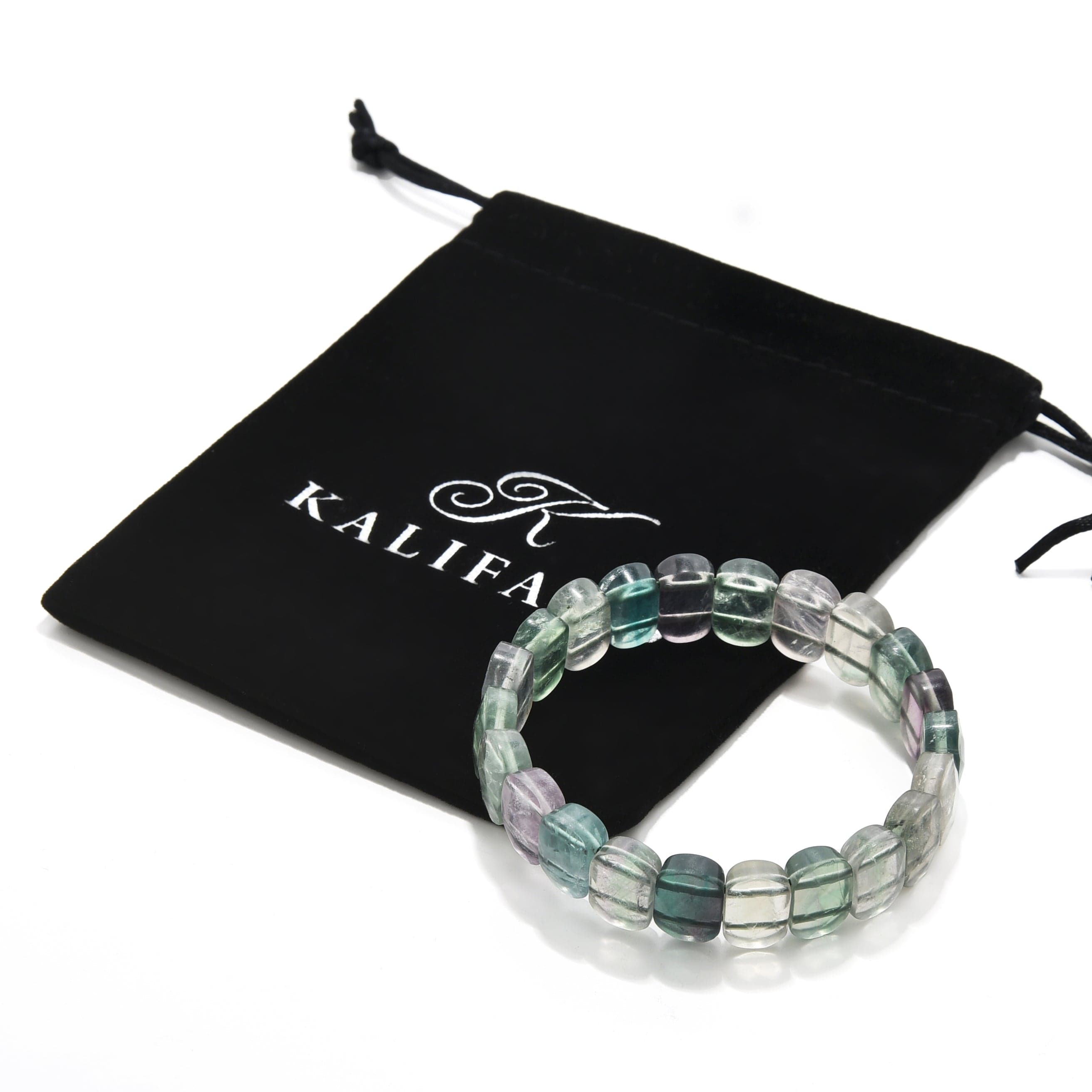 Kalifano Gemstone Bracelets Natural Fluorite 14mm Beads Gemstone Elastic Bracelet RED-BGP-103
