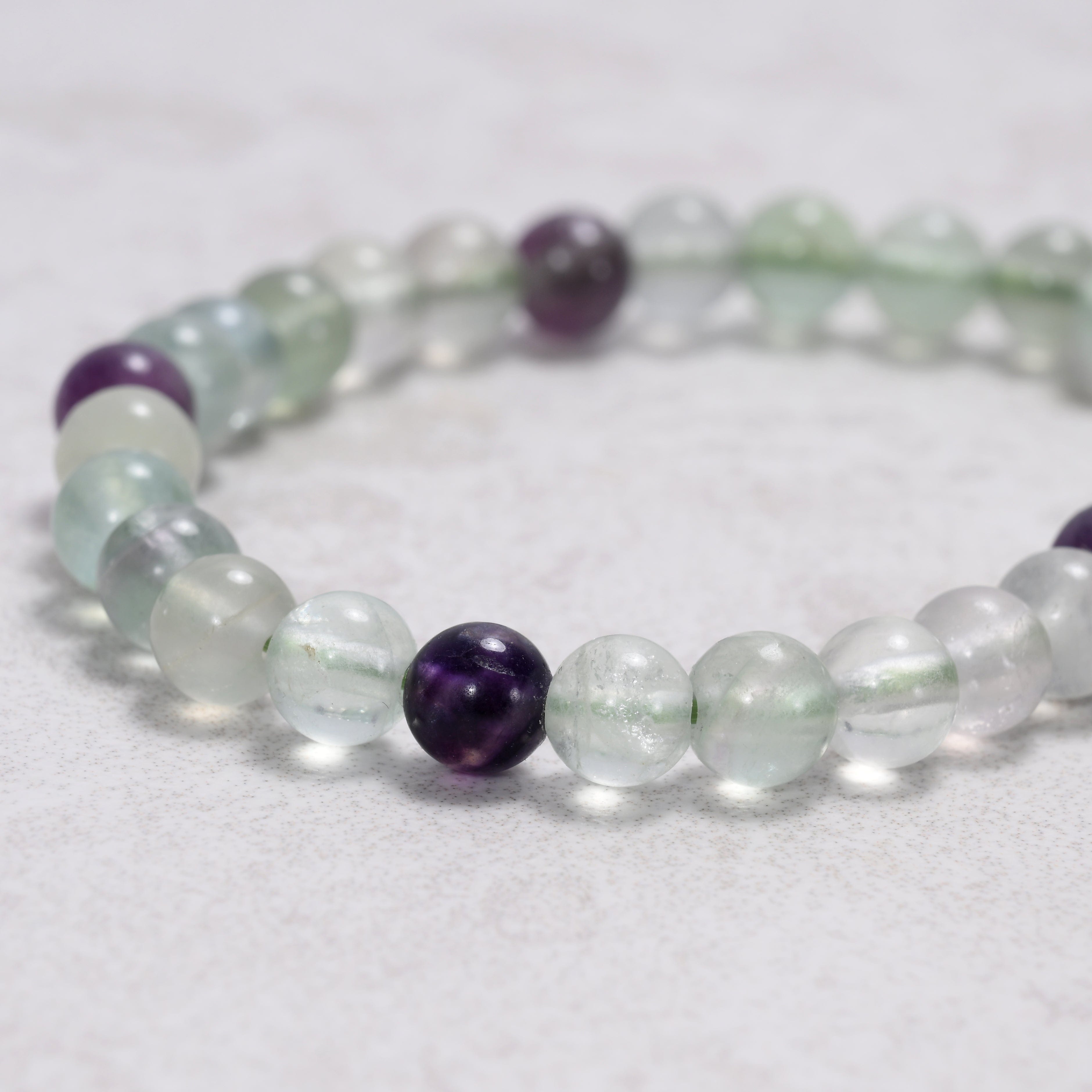 Kalifano Gemstone Bracelets Natural Fluorite 6 mm Beaded Gemstone Bracelet