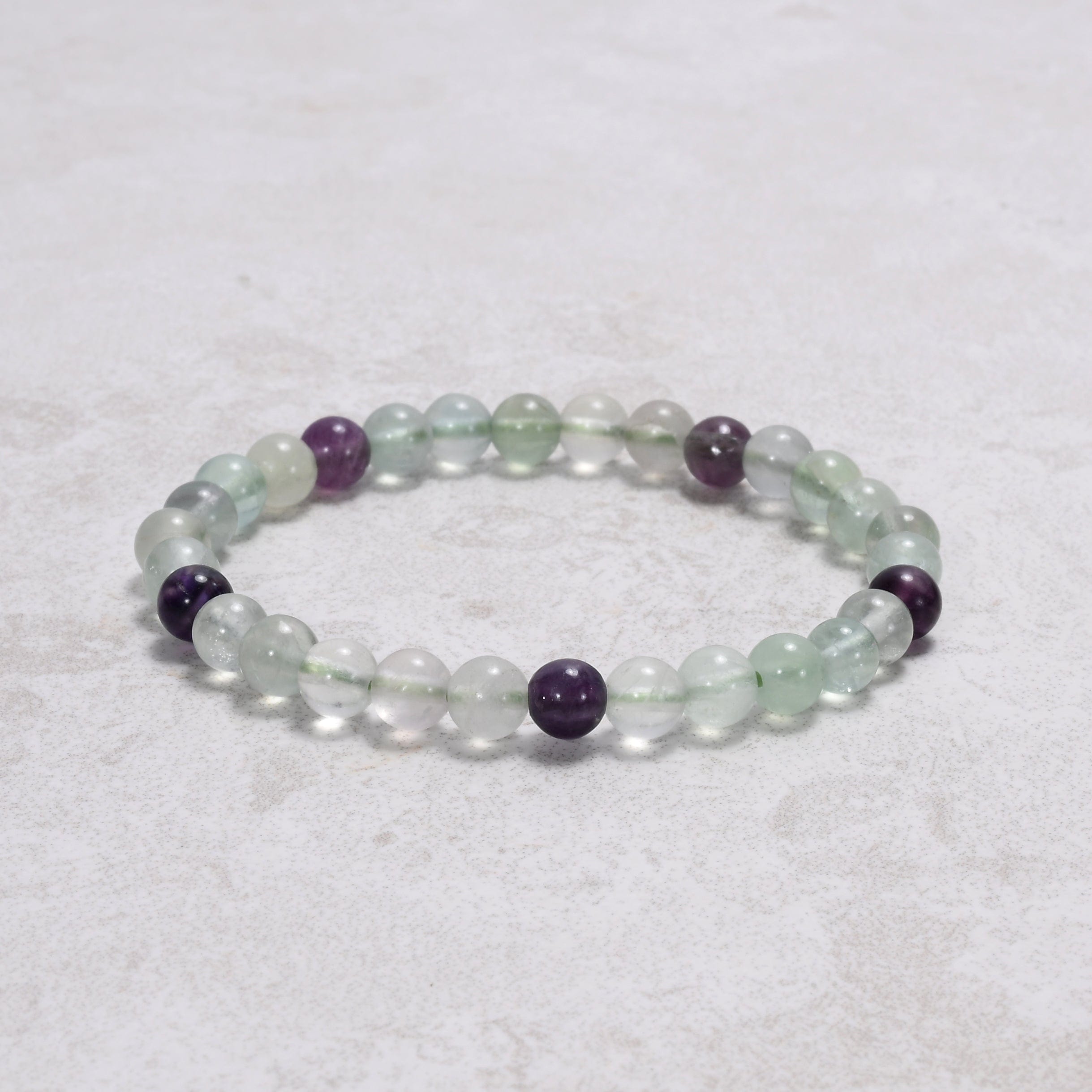 Kalifano Gemstone Bracelets Natural Fluorite 6 mm Beaded Gemstone Bracelet