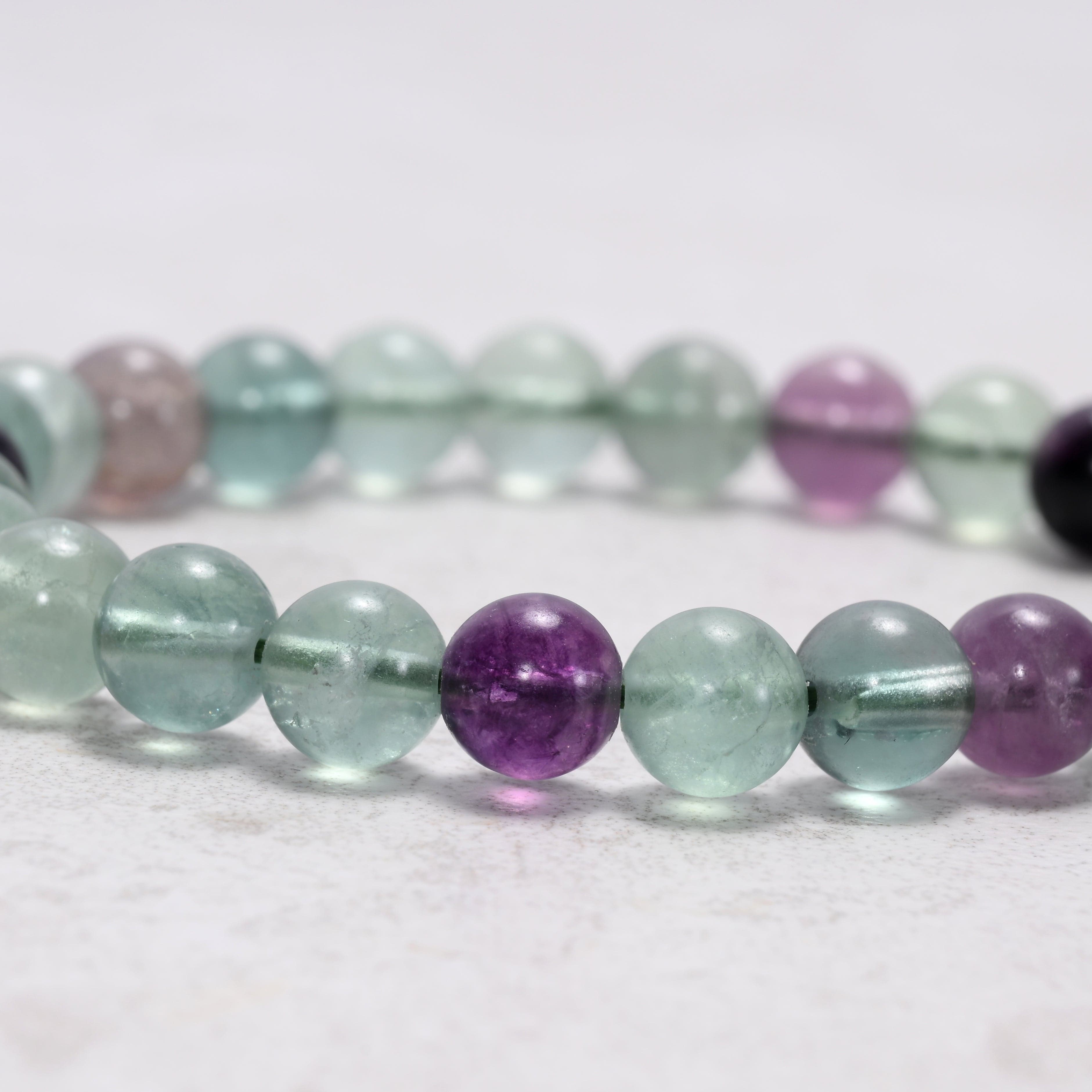 Kalifano Gemstone Bracelets Natural Fluorite 8 mm Beaded Gemstone Bracelet