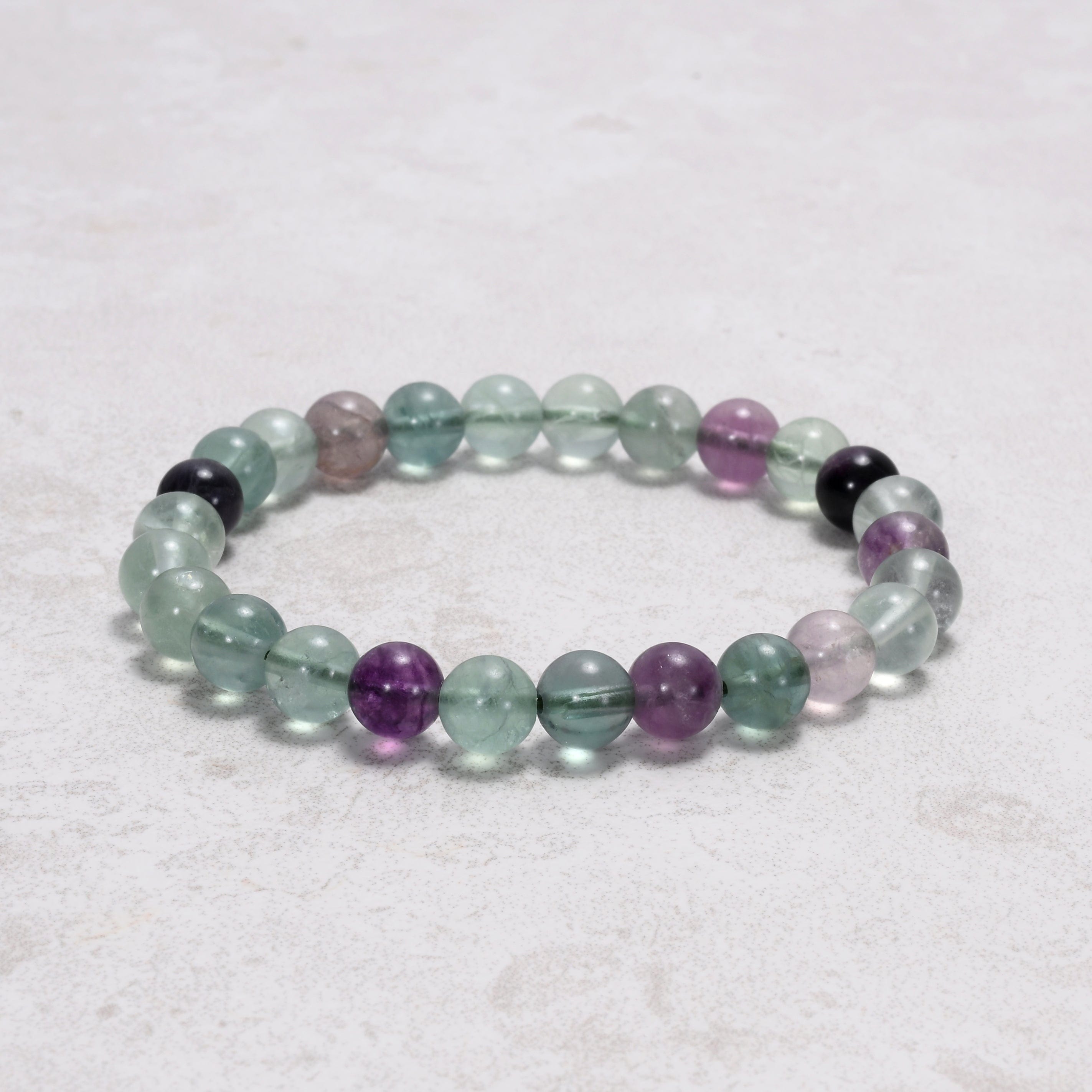 Kalifano Gemstone Bracelets Natural Fluorite 8 mm Beaded Gemstone Bracelet