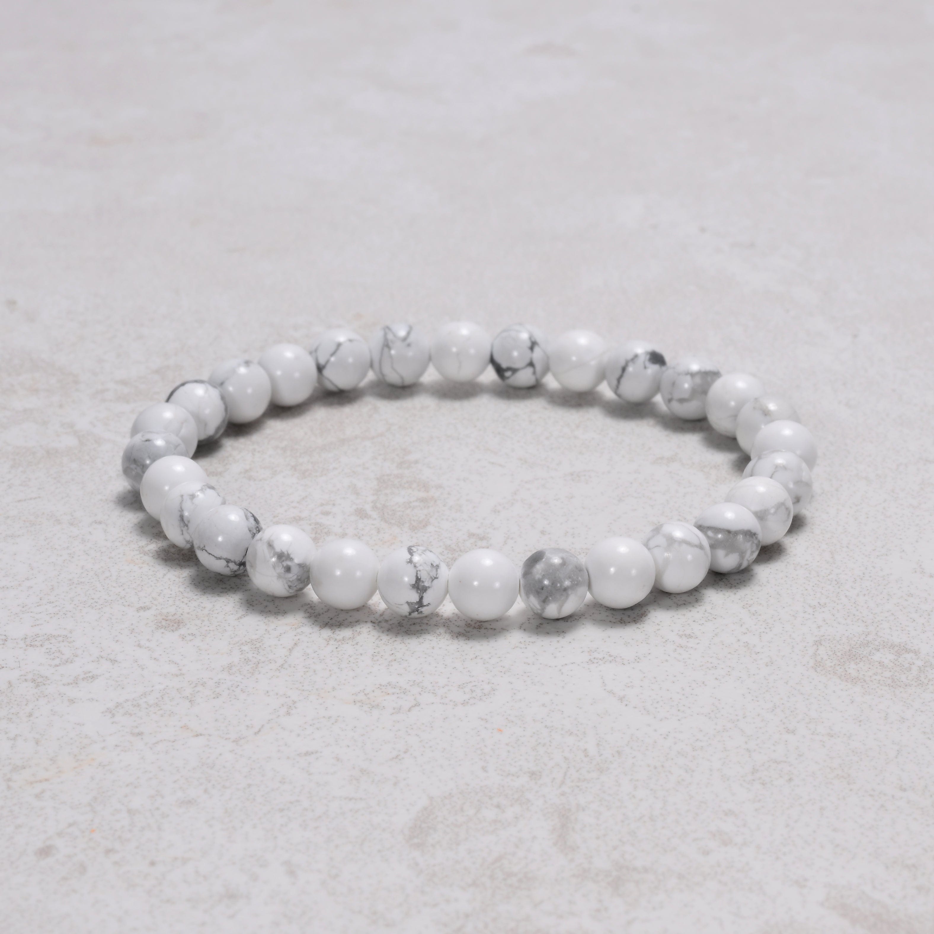 Kalifano Gemstone Bracelets Natural Howlite 6mm Beaded Gemstone Bracelet