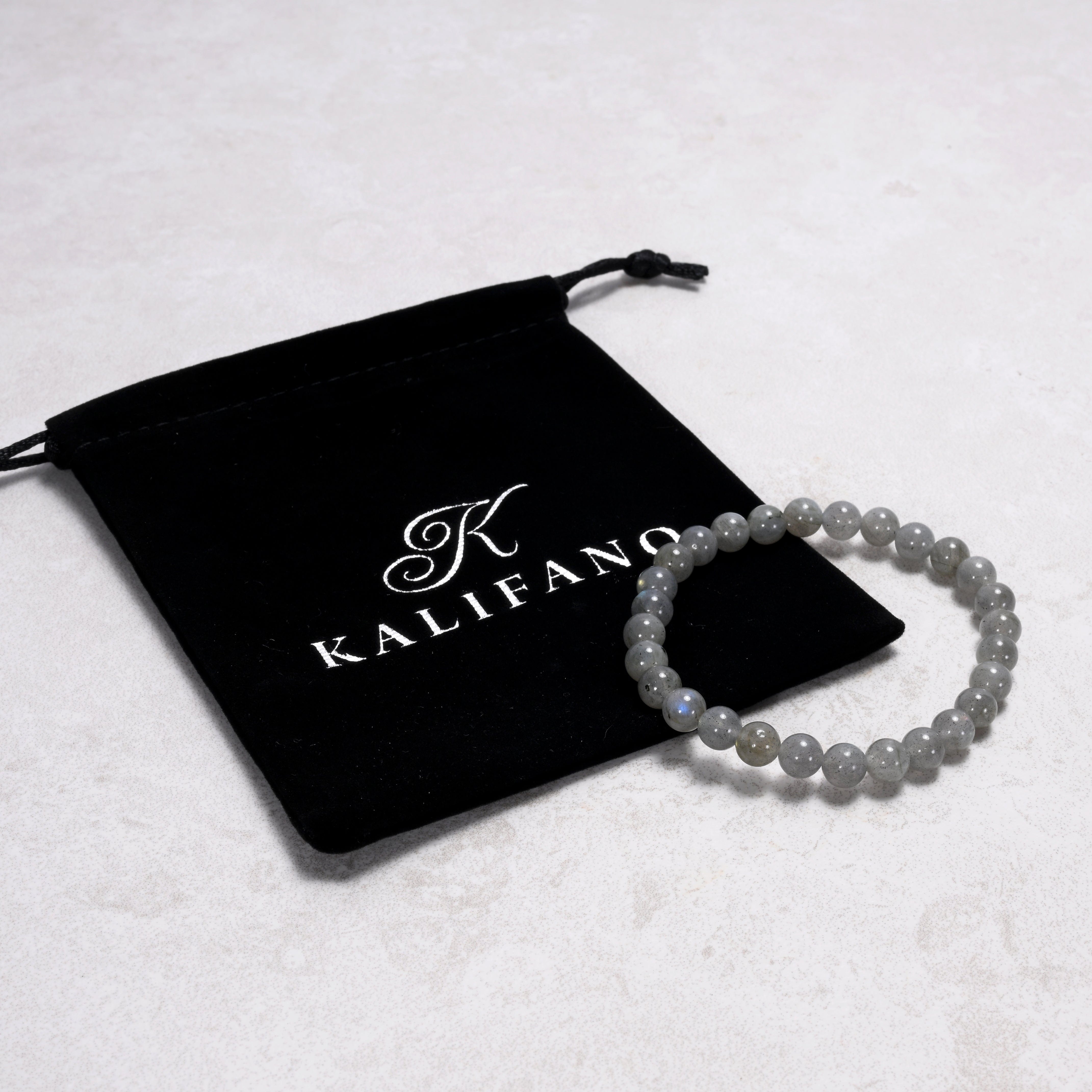 Kalifano Gemstone Bracelets Natural Labradorite 6 mm Beaded Gemstone Bracelet
