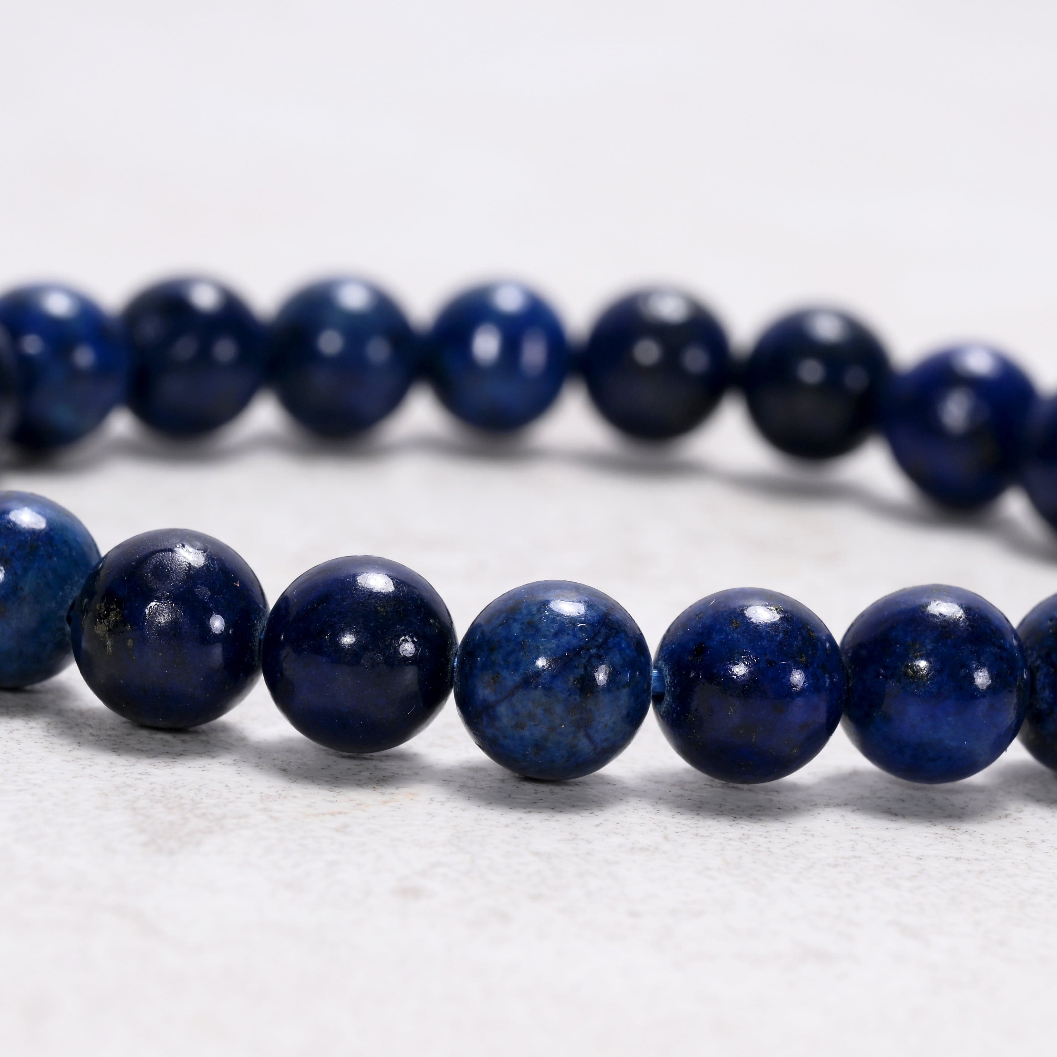 Kalifano Gemstone Bracelets Natural Lapis 8 mm Beaded Gemstone Bracelet