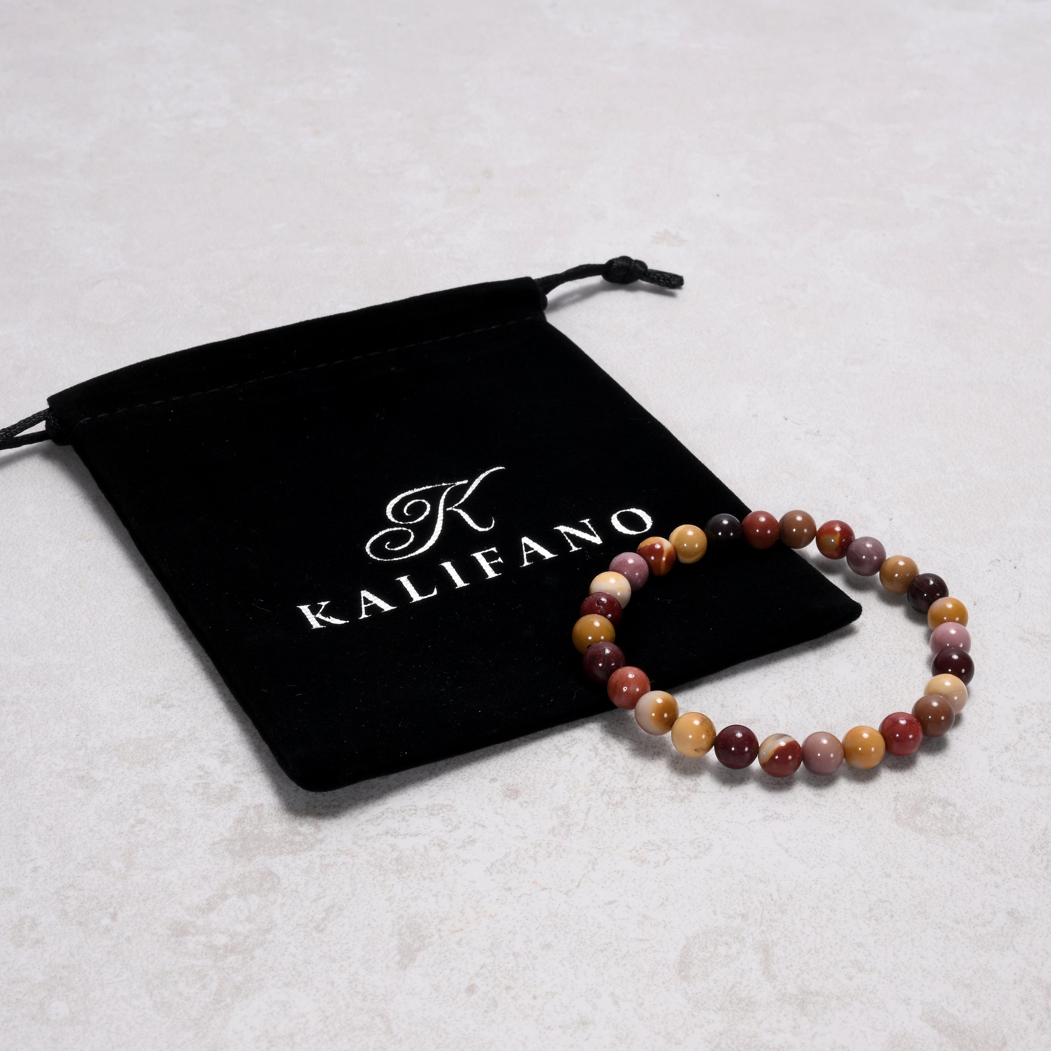 Kalifano Gemstone Bracelets Natural Mookaite 6 mm Beaded Gemstone Bracelet