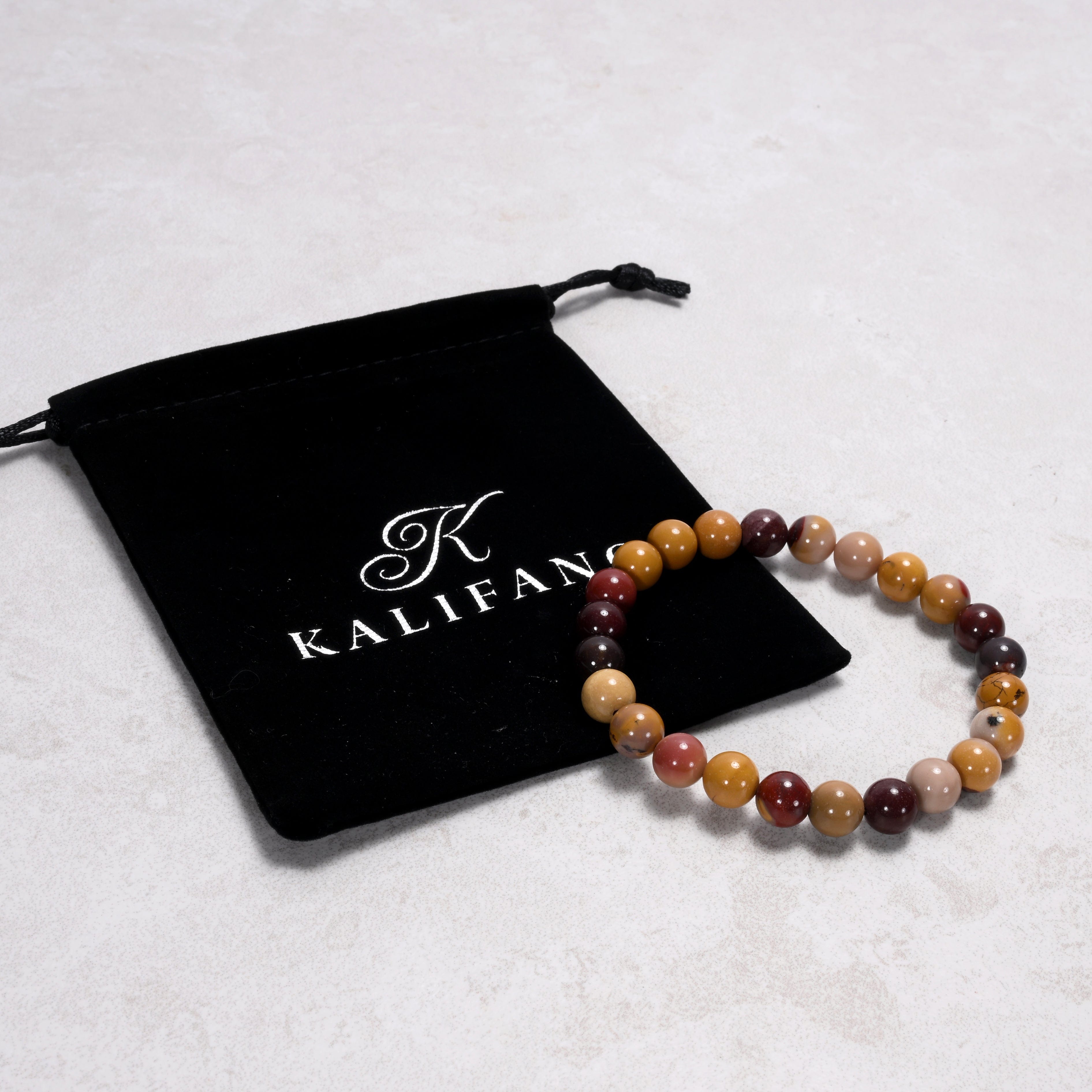 Kalifano Gemstone Bracelets Natural Mookaite 8 mm Beaded Gemstone Bracelet