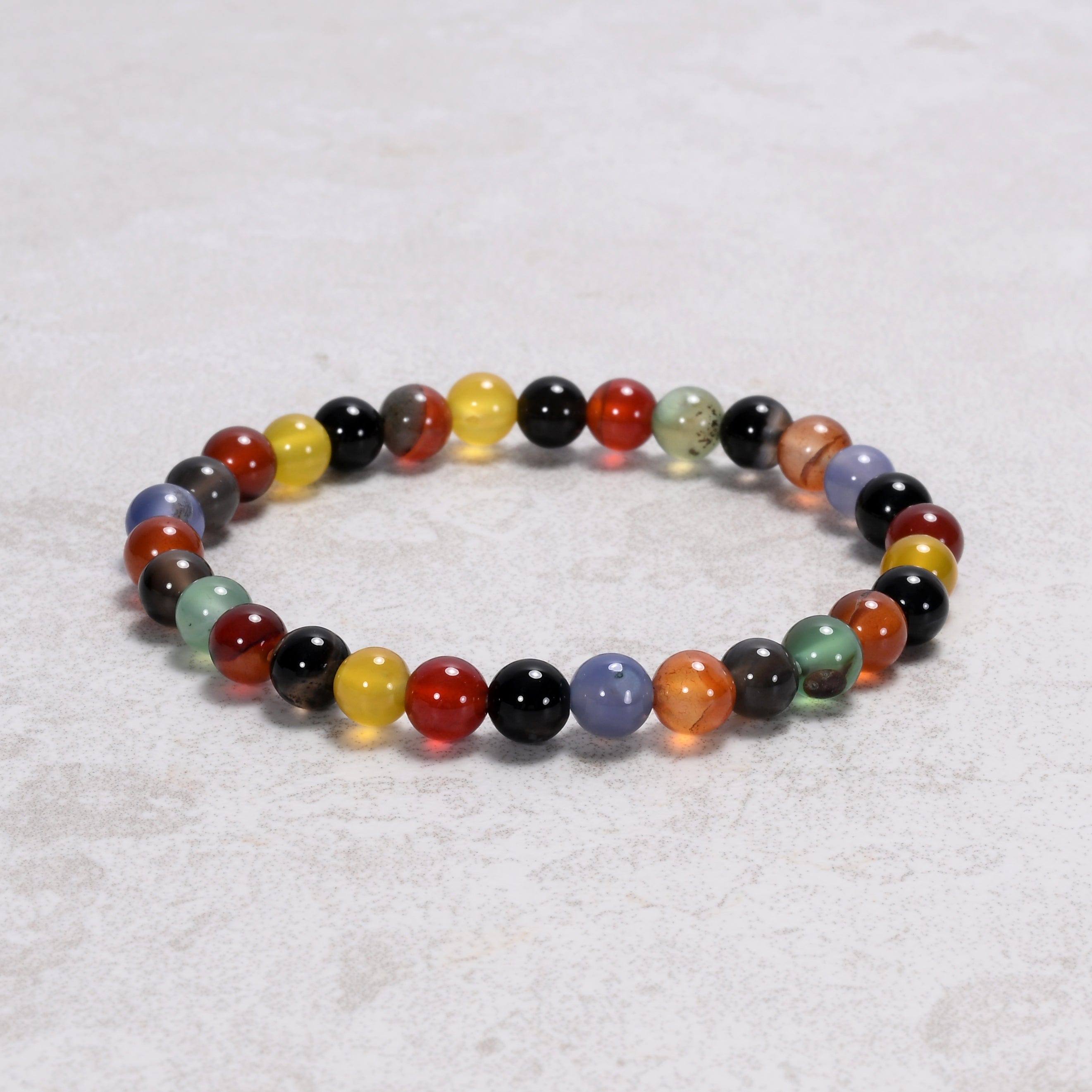 Kalifano Gemstone Bracelets Natural Multi Agate 6 mm Beaded Gemstone Bracelet