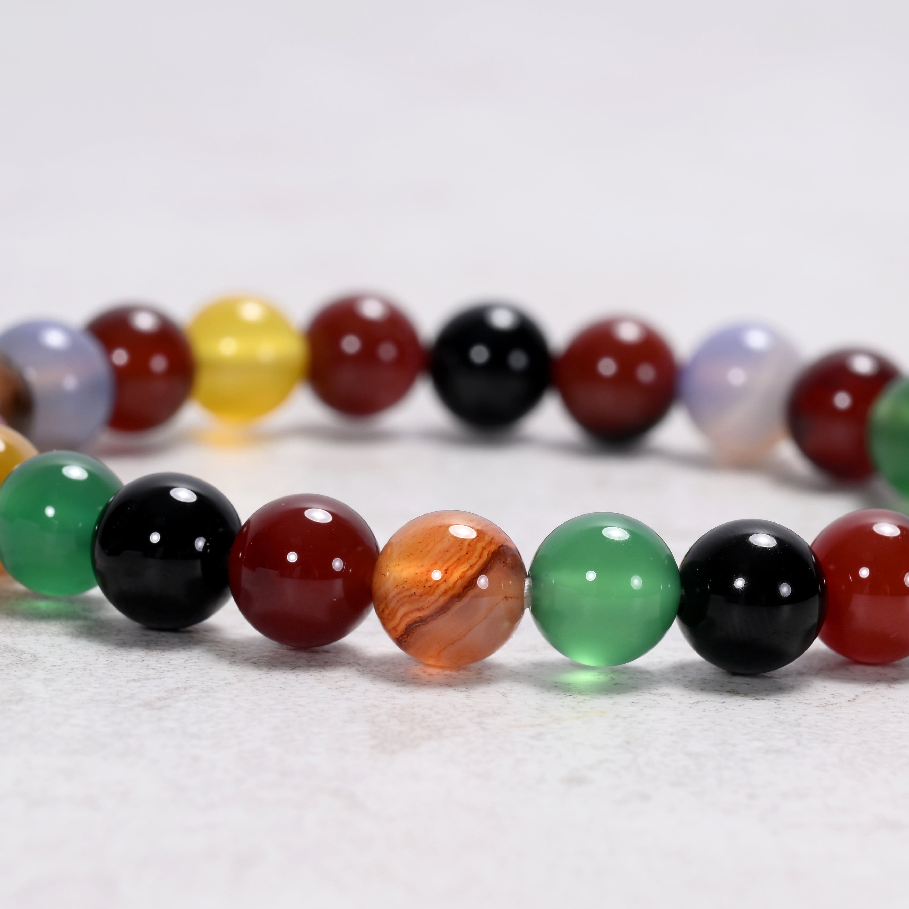 Kalifano Gemstone Bracelets Natural Multi Agate 8 mm Beaded Gemstone Bracelet