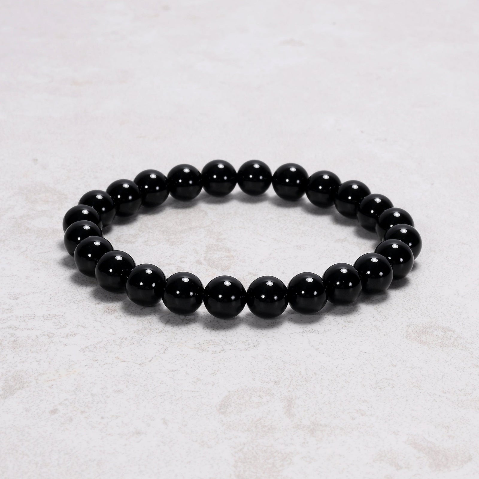 Kalifano Gemstone Bracelets Natural Obsidian 8 mm Beaded Gemstone Bracelet