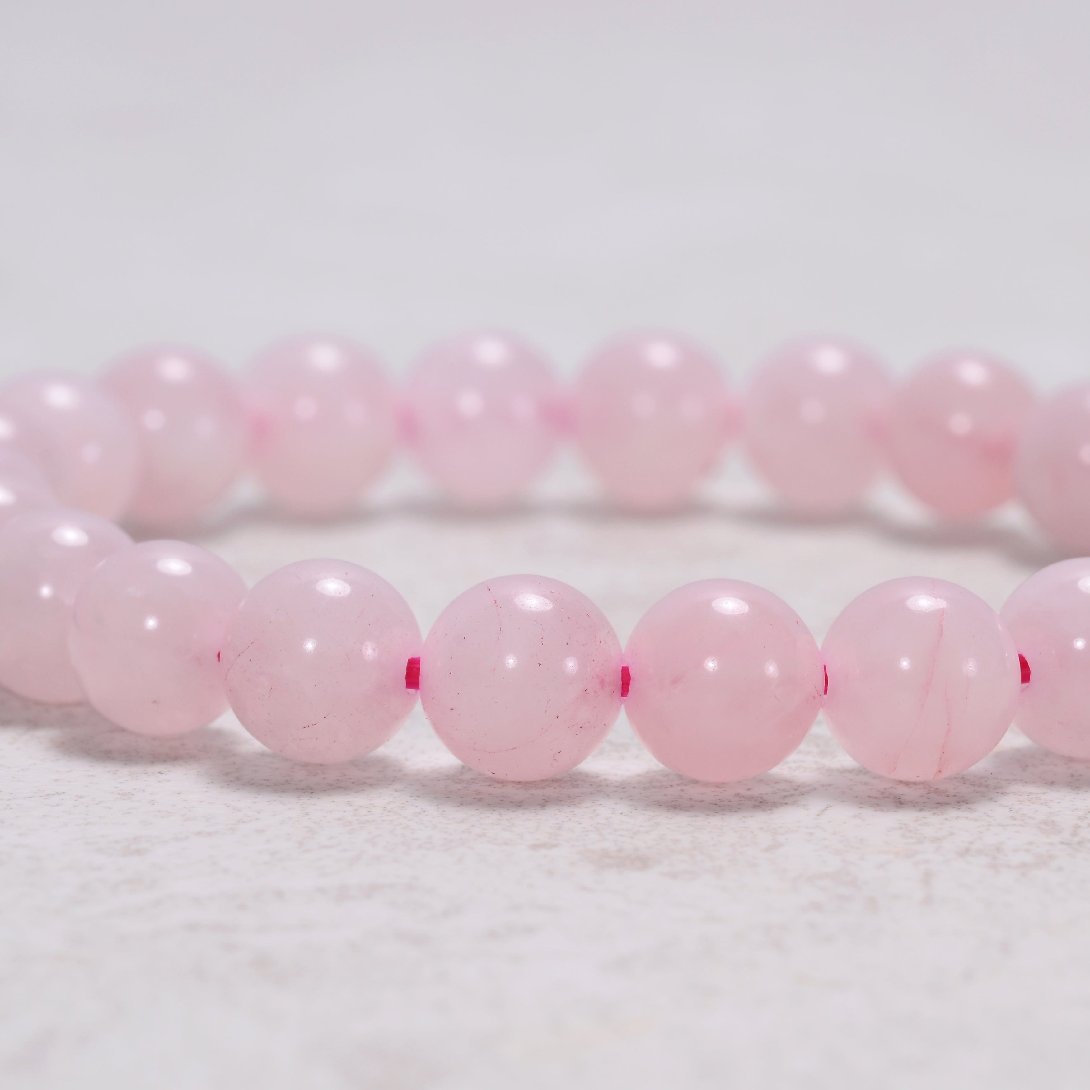 Kalifano Gemstone Bracelets Natural Rose Quartz 8 mm Beaded Gemstone Bracelet