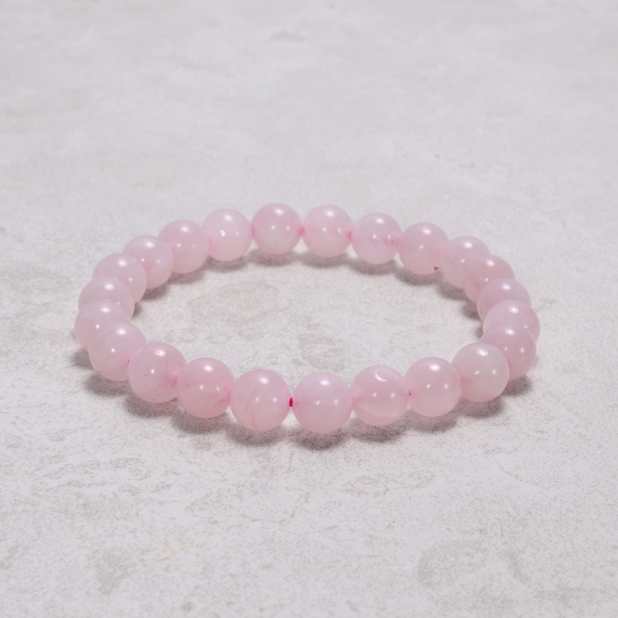 Kalifano Gemstone Bracelets Natural Rose Quartz 8 mm Beaded Gemstone Bracelet