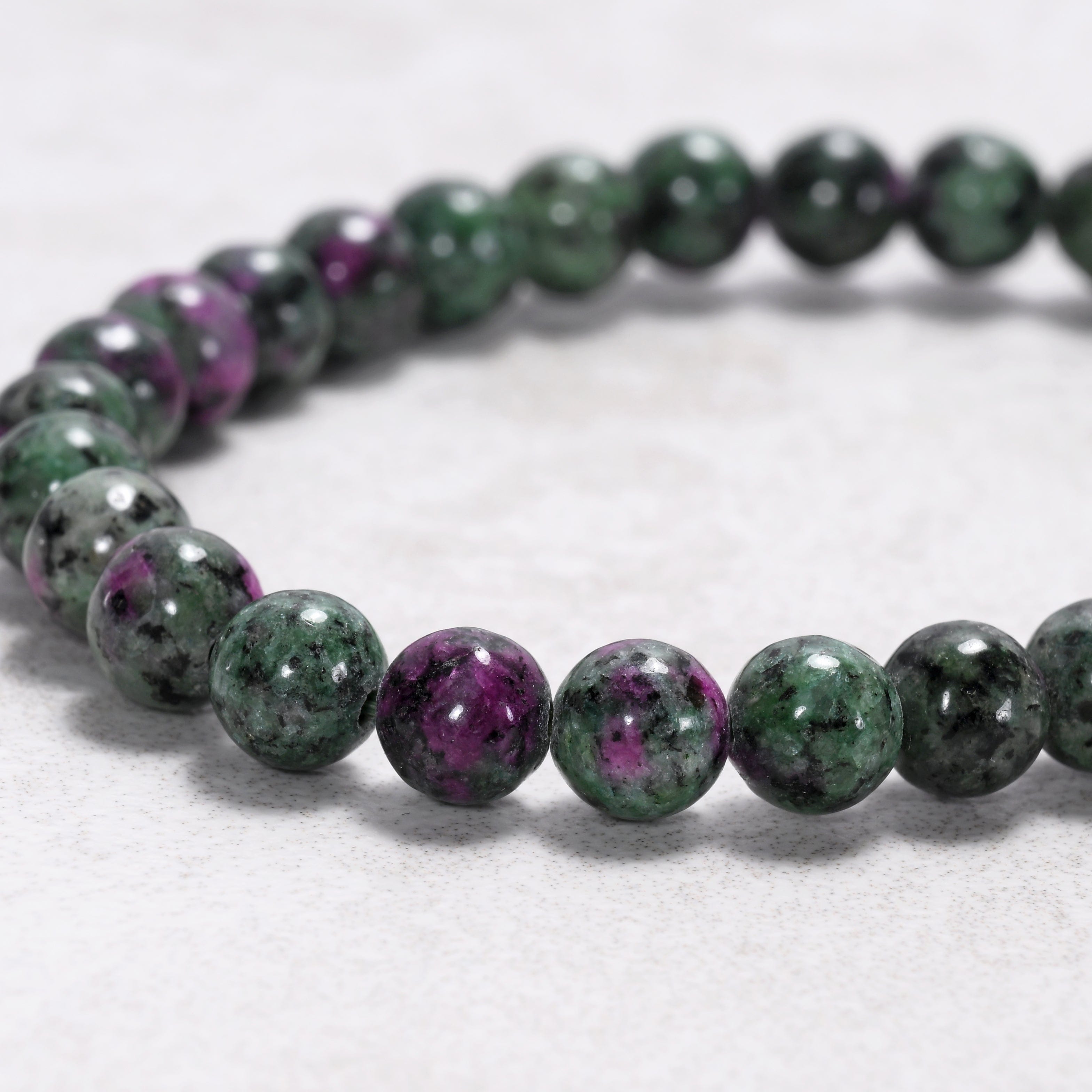 Kalifano Gemstone Bracelets Natural Ruby Zoisite 6 mm Beaded Gemstone Bracelet