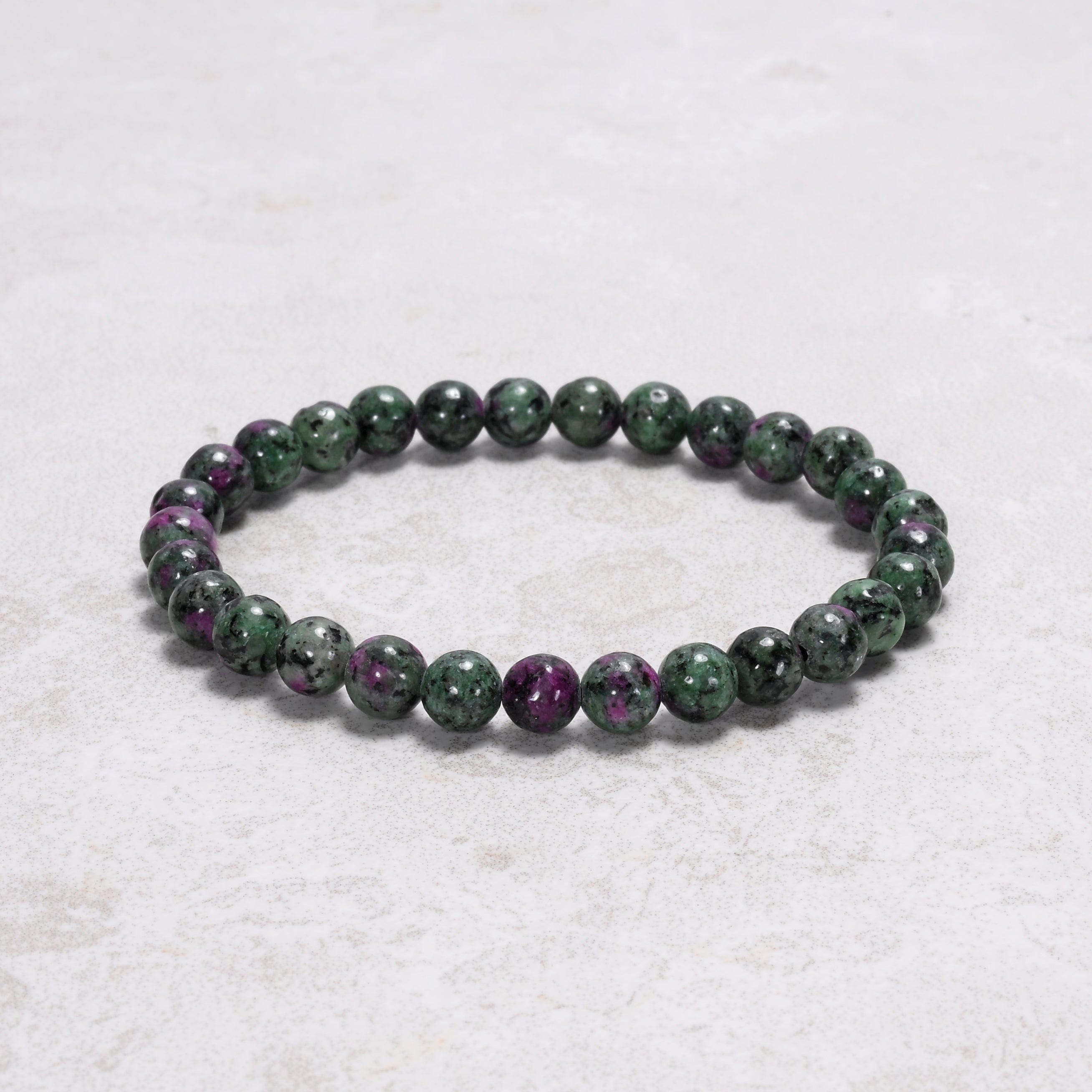 Kalifano Gemstone Bracelets Natural Ruby Zoisite 6 mm Beaded Gemstone Bracelet