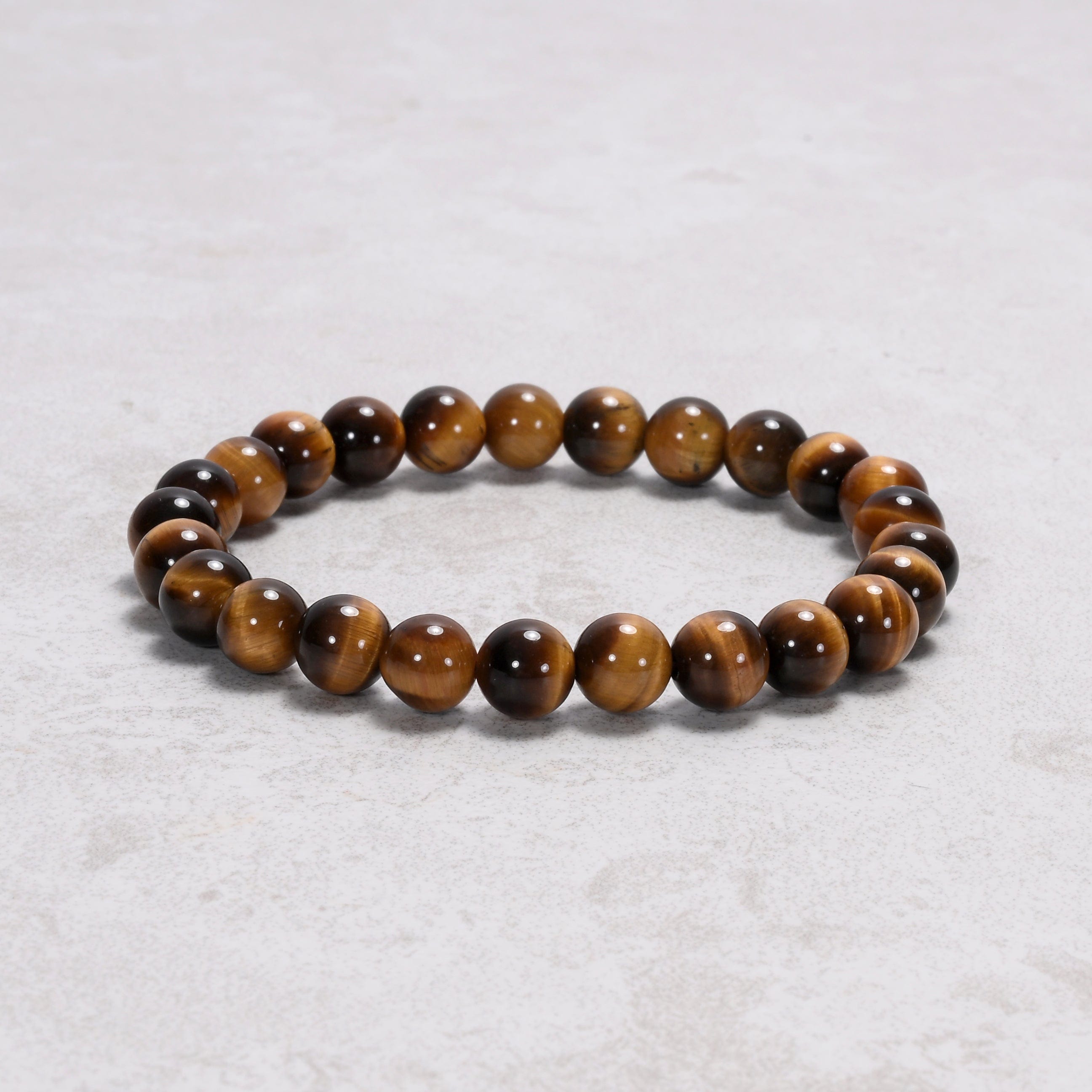 Kalifano Gemstone Bracelets Natural Tiger Eye 8 mm Beaded Gemstone Bracelet