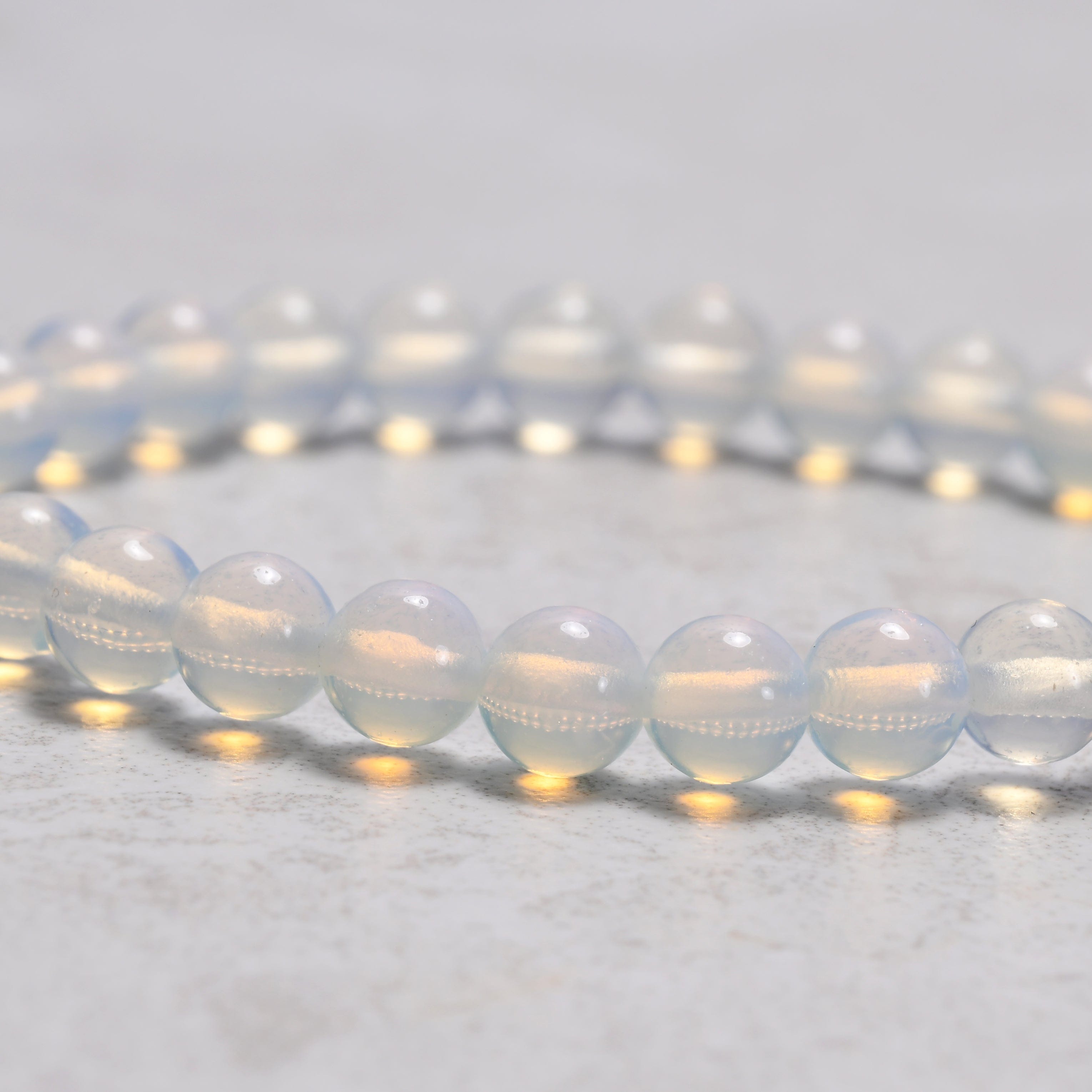 Kalifano Gemstone Bracelets Opalite Moonstone 6mm Gemstone Bead Bracelet