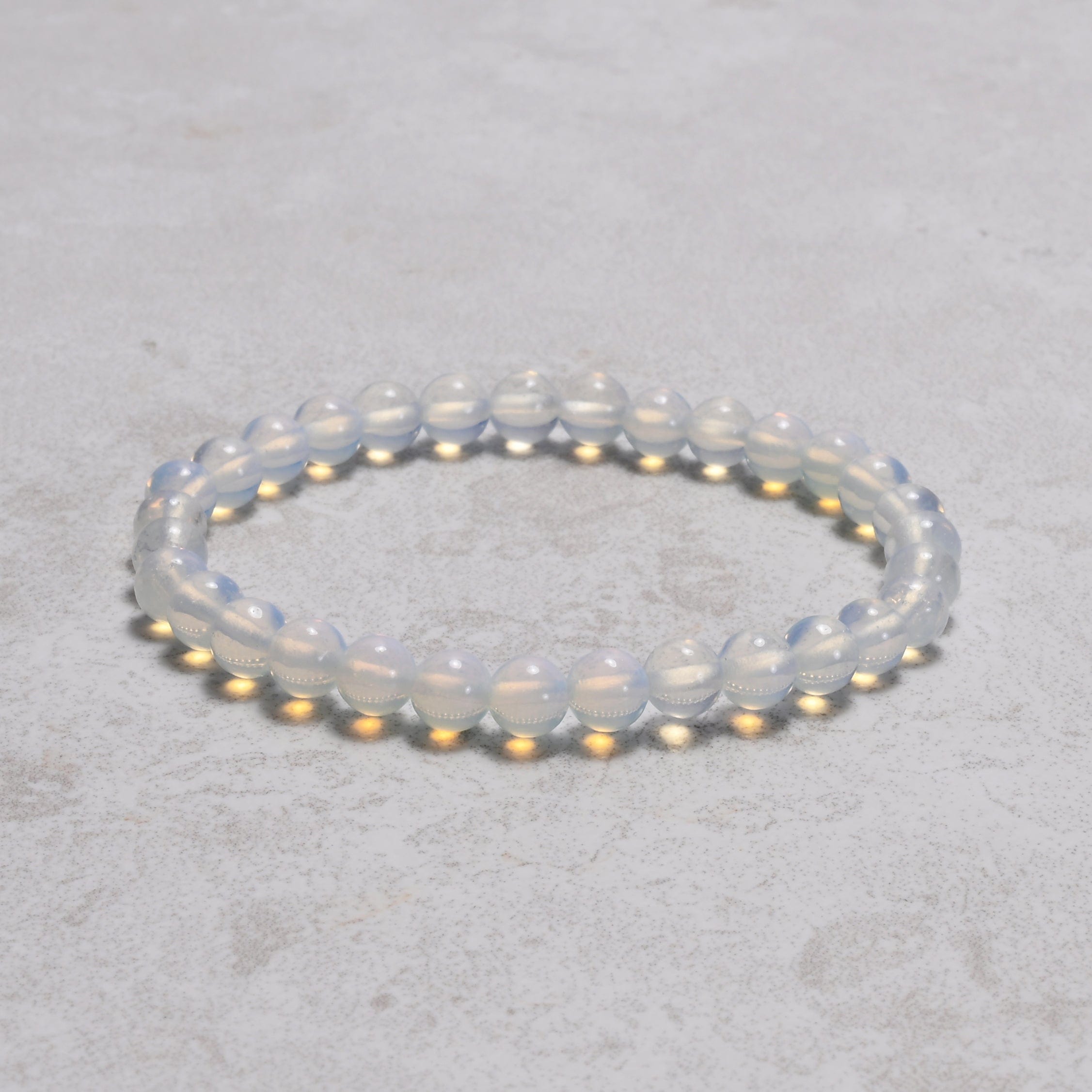Kalifano Gemstone Bracelets Opalite Moonstone 6mm Gemstone Bead Bracelet