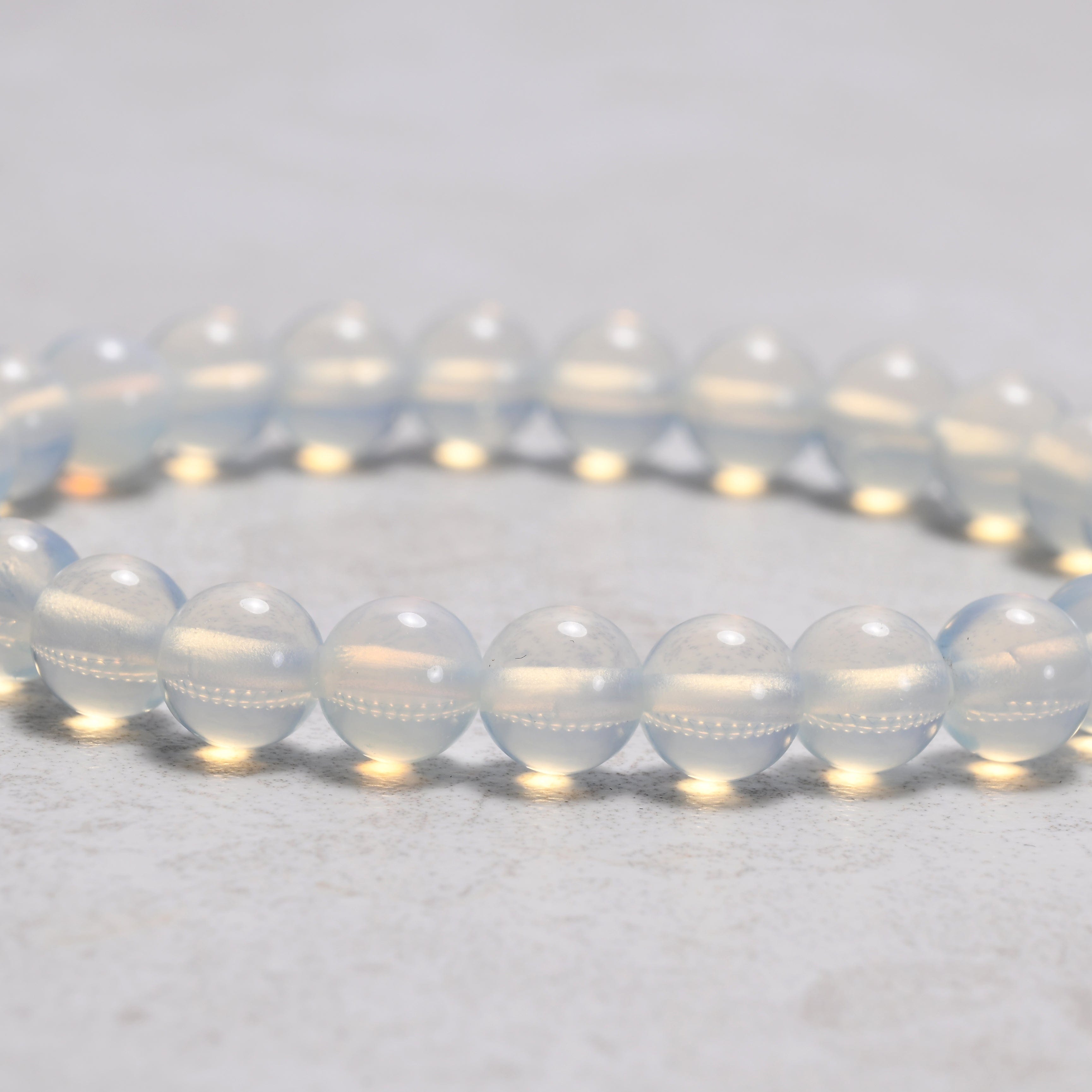 Kalifano Gemstone Bracelets Opalite Moonstone 8 mm Beaded Gemstone Bracelet
