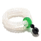 Quartz Agate 6mm Beads with Jade Ring Gemstone Elastic Bracelet