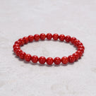 Red Coral 6 mm Beaded Gemstone Bracelet