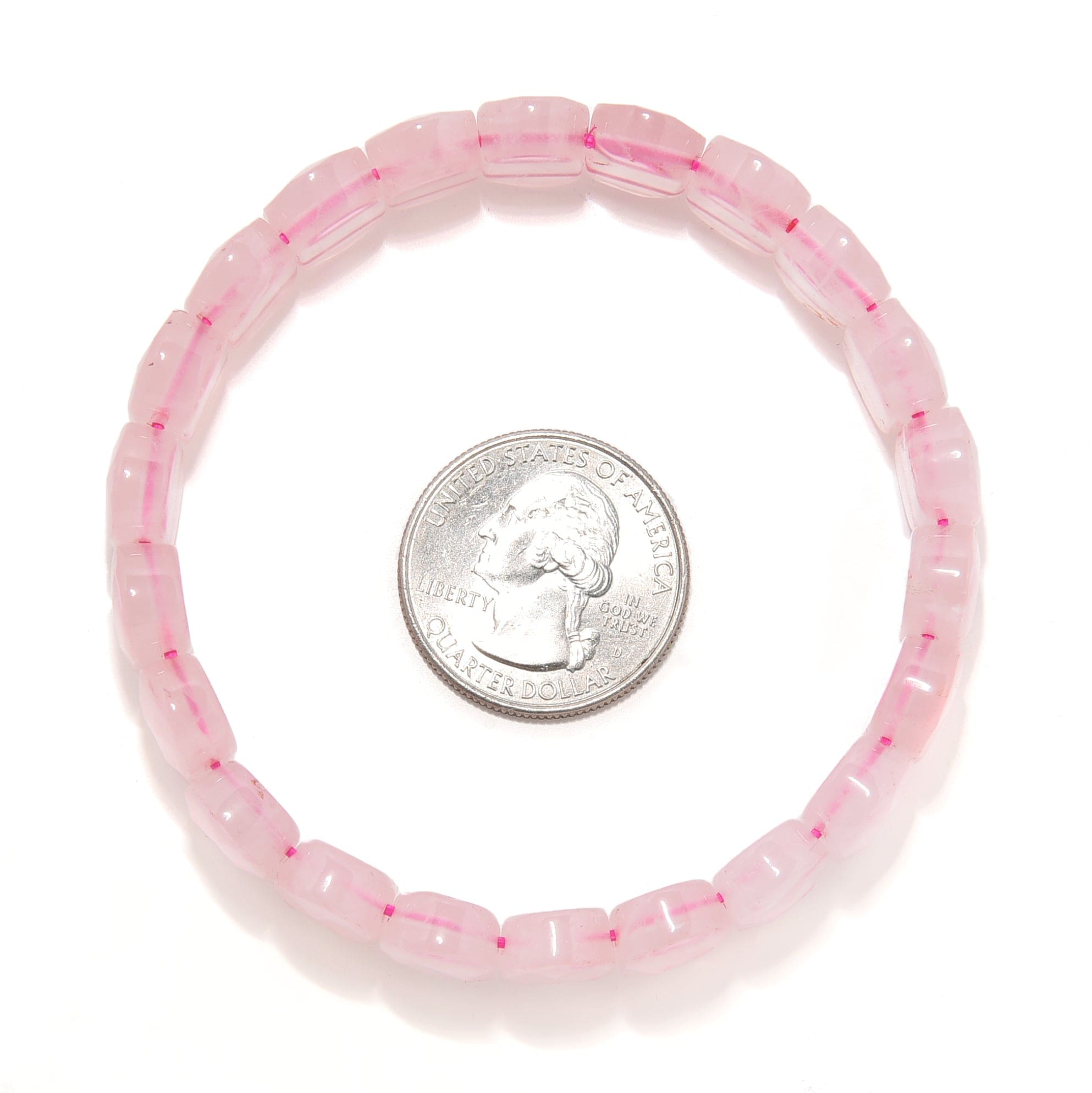 Kalifano Gemstone Bracelets Rose Quartz 14mm Gemstone Bead Elastic Bracelet RED-BGP-101