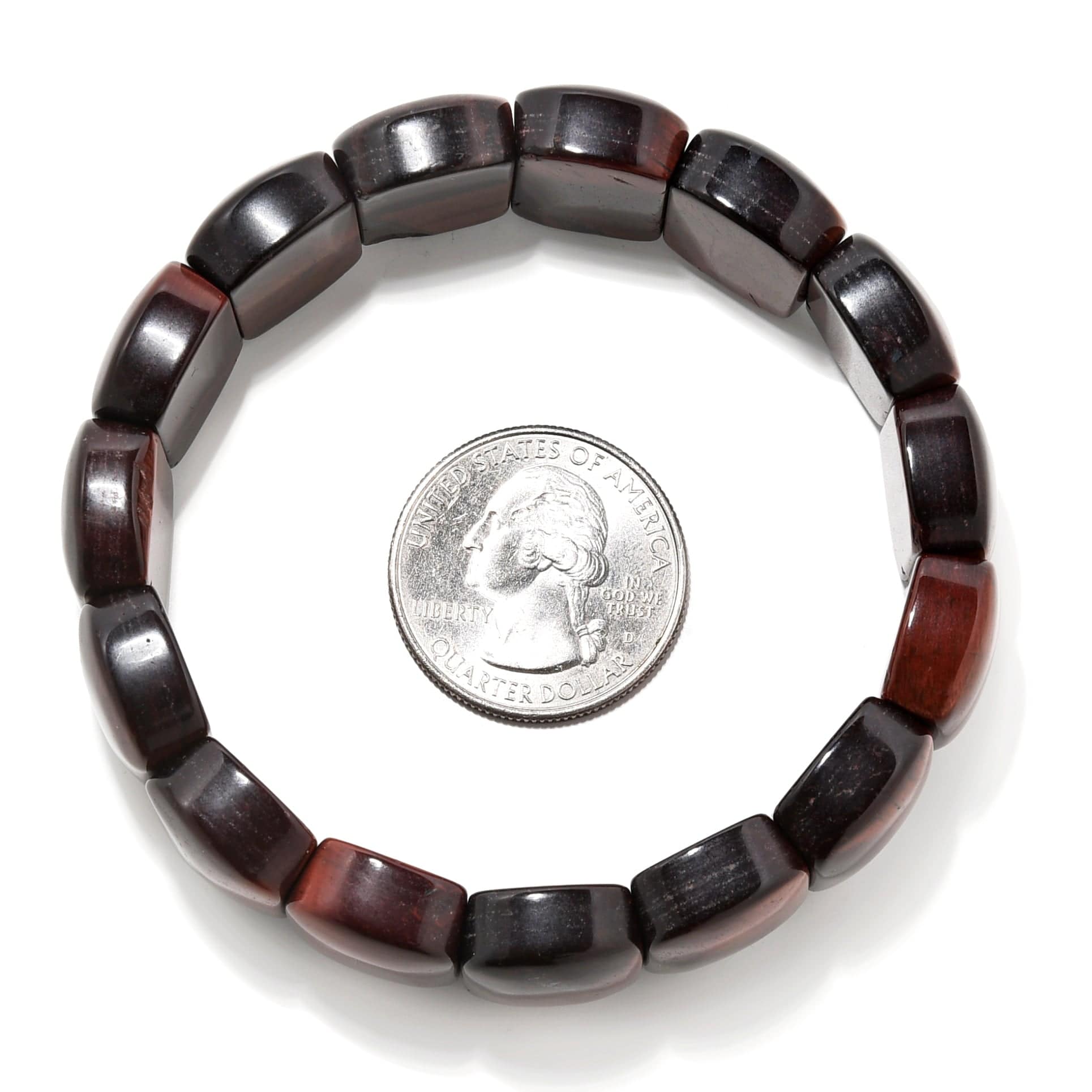 Kalifano Gemstone Bracelets Tiger Eye 20mm Beads Gemstone Elastic Bracelet BLACK-BGP-052
