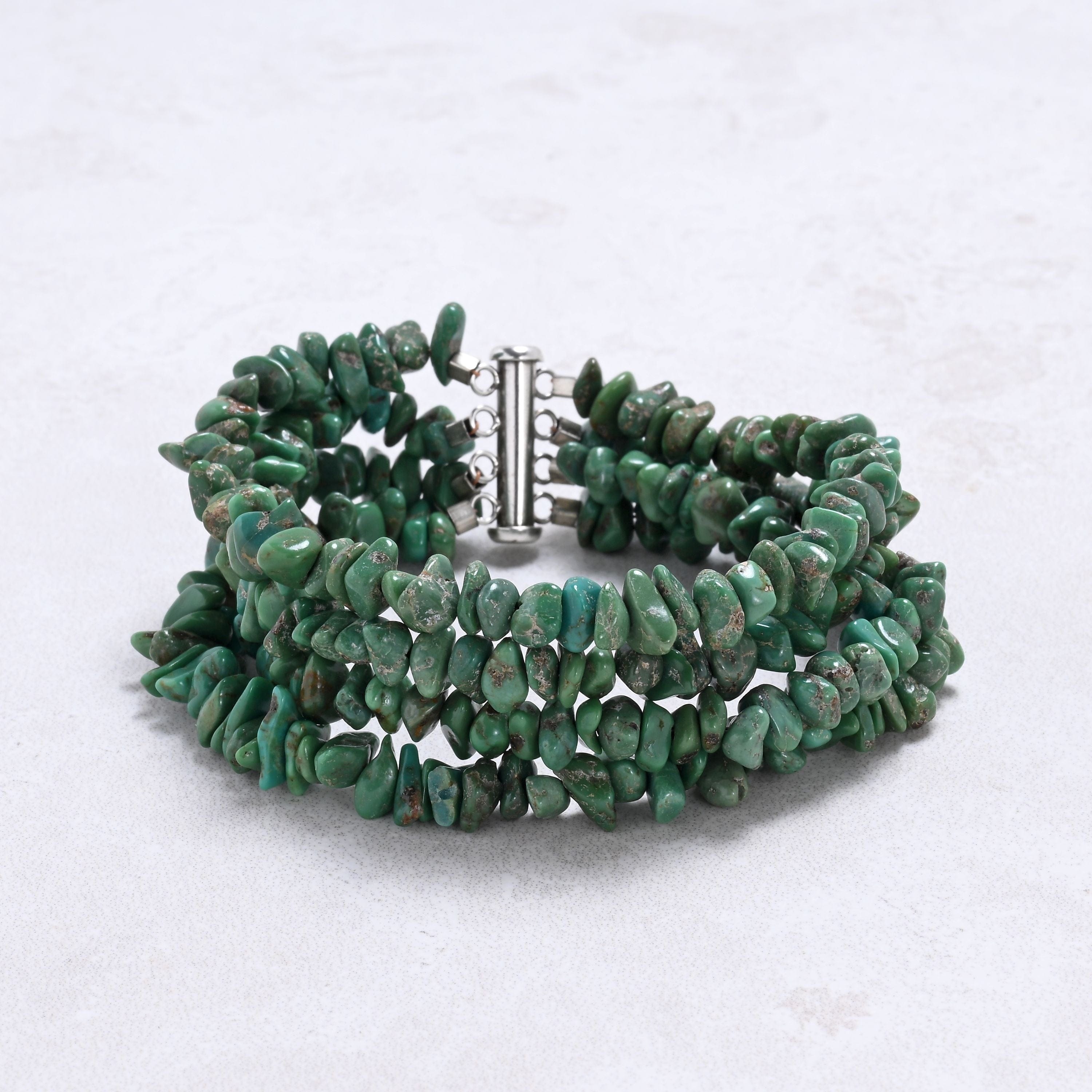 Kalifano Gemstone Bracelets Turquoise Chip Gemstone Bracelet with Sterling Silver Clasp