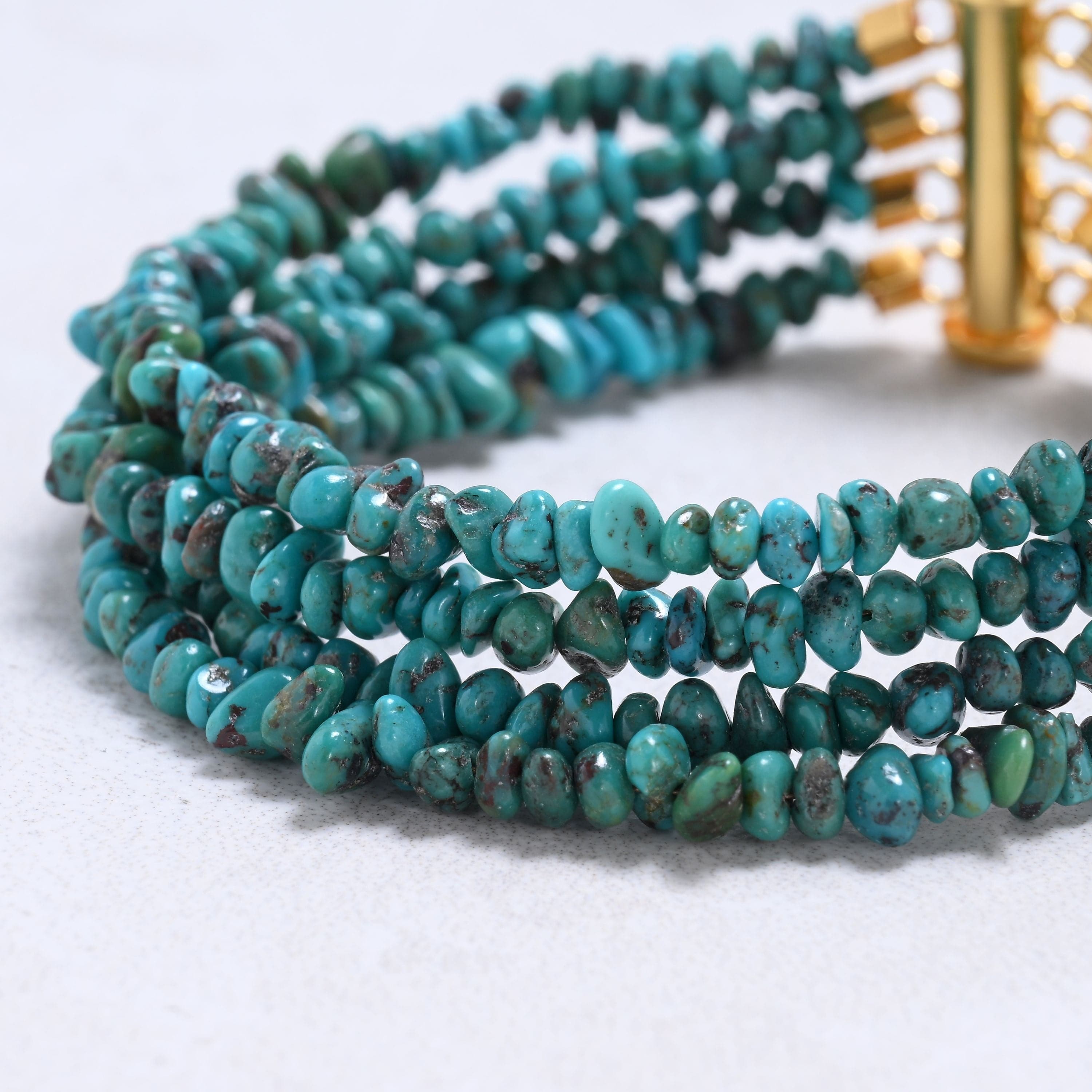 Kalifano Gemstone Bracelets Turquoise Chip Gemstone Bracelet with Sterling Silver Clasp
