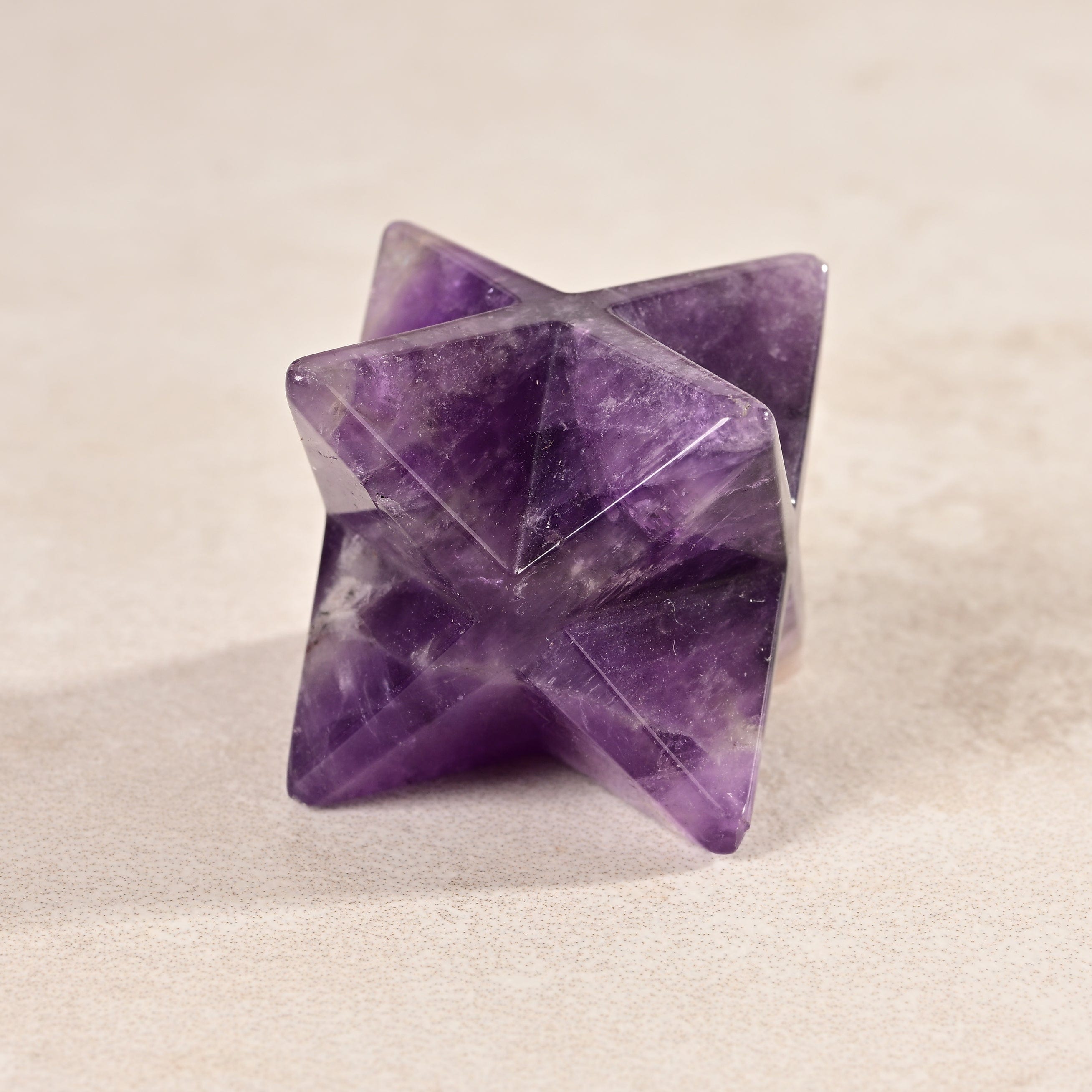 KALIFANO Gemstone Carvings 1.25" Amethyst Merkaba Star Natural Gemstone Carving CV15-M-AM