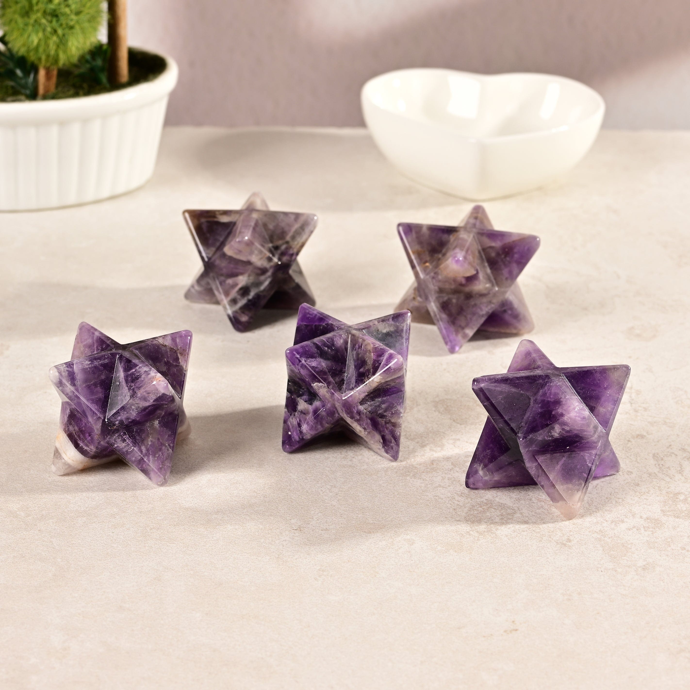 KALIFANO Gemstone Carvings 1.25" Amethyst Merkaba Star Natural Gemstone Carving CV15-M-AM