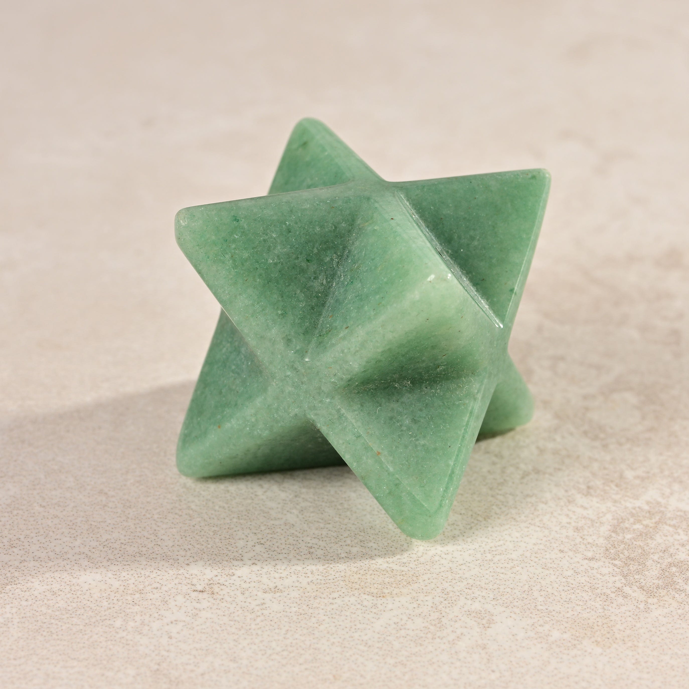 KALIFANO Gemstone Carvings 1.25" Aventurine Merkaba Star Natural Gemstone Carving CV15-M-AV