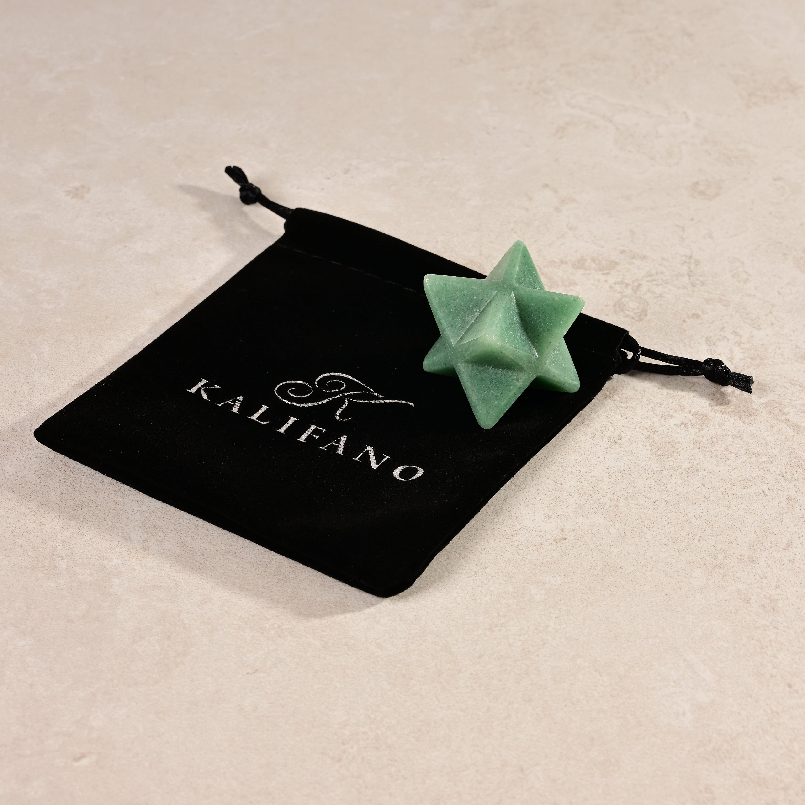 KALIFANO Gemstone Carvings 1.25" Aventurine Merkaba Star Natural Gemstone Carving CV15-M-AV