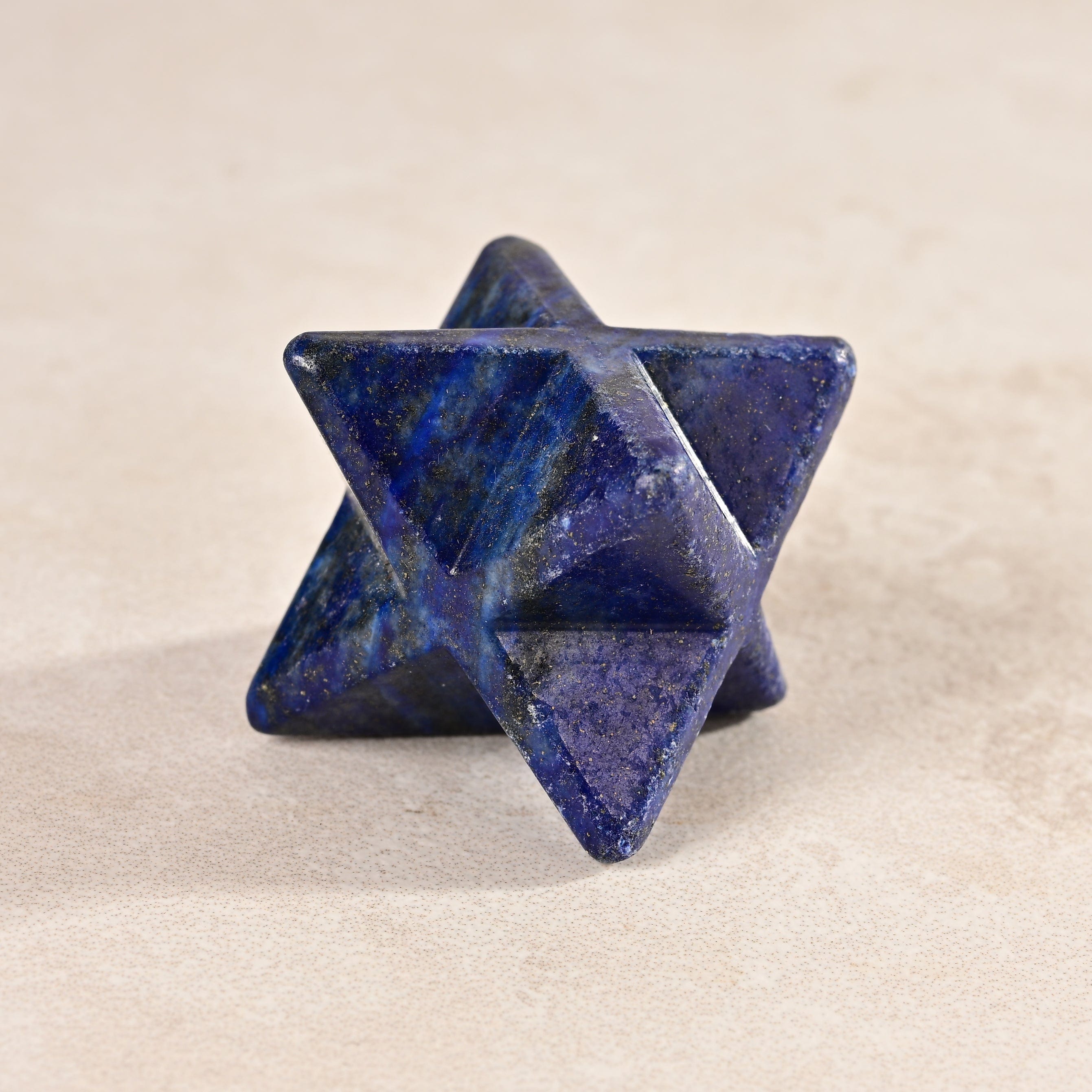 KALIFANO Gemstone Carvings 1.25" Lapis Merkaba Star Natural Gemstone Carving CV15-M-LP