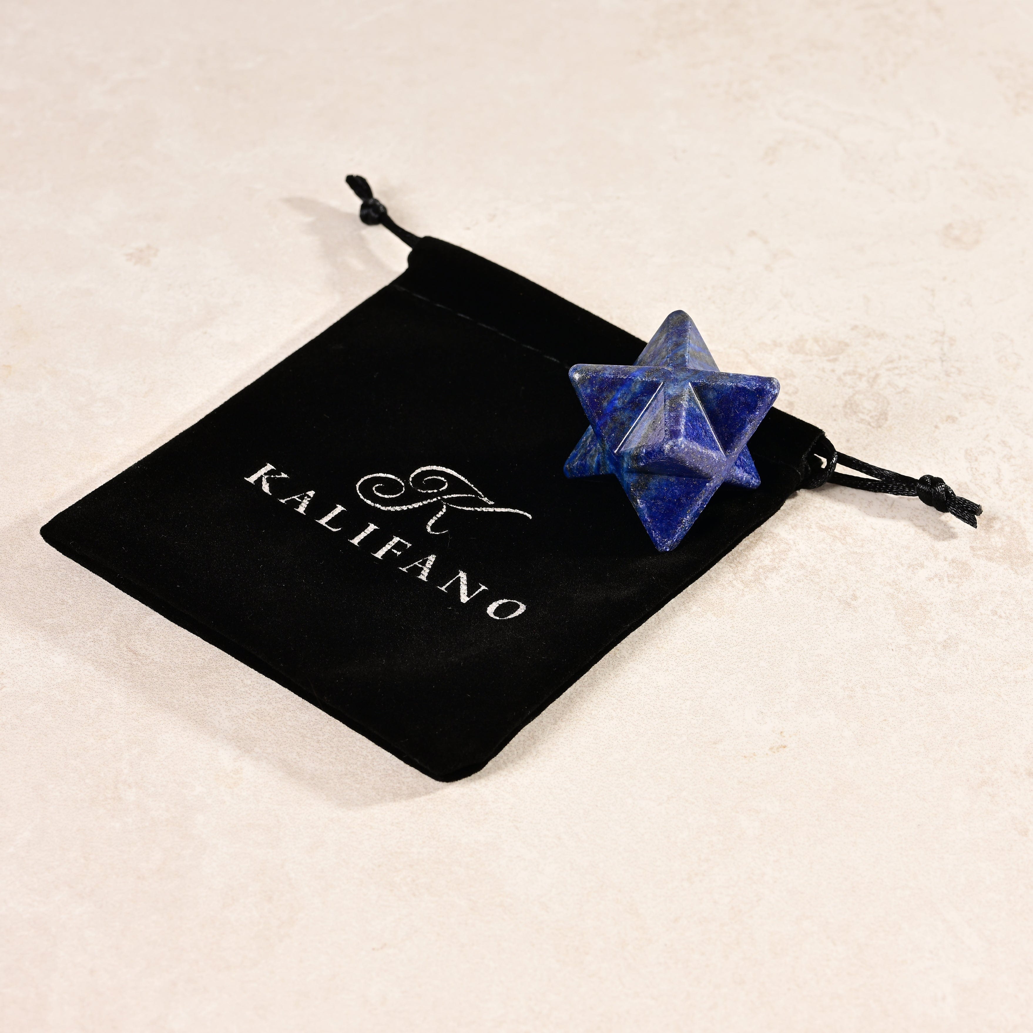 KALIFANO Gemstone Carvings 1.25" Lapis Merkaba Star Natural Gemstone Carving CV15-M-LP