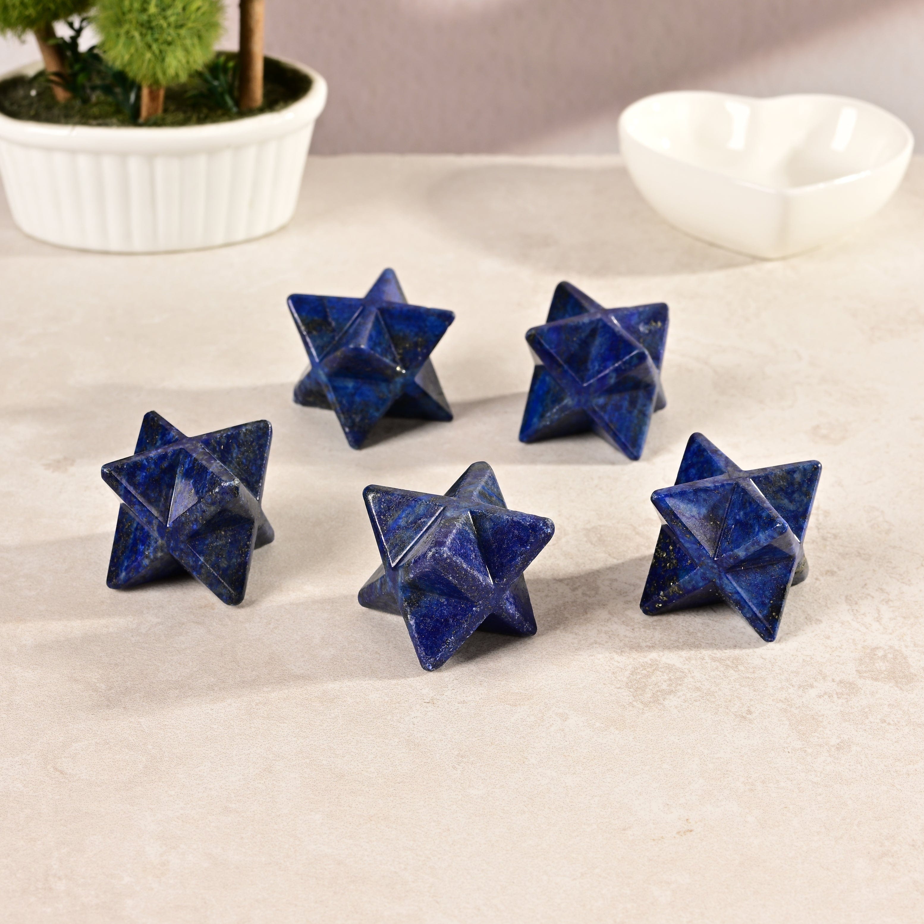 KALIFANO Gemstone Carvings 1.25" Lapis Merkaba Star Natural Gemstone Carving CV15-M-LP