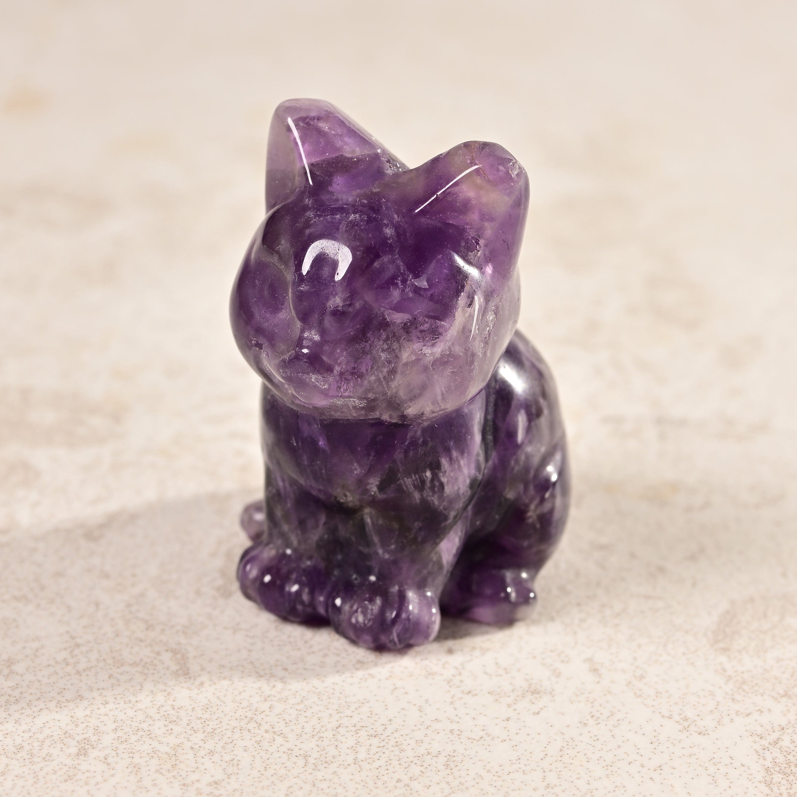 Amethyst Cat Natural Gemstone Carving