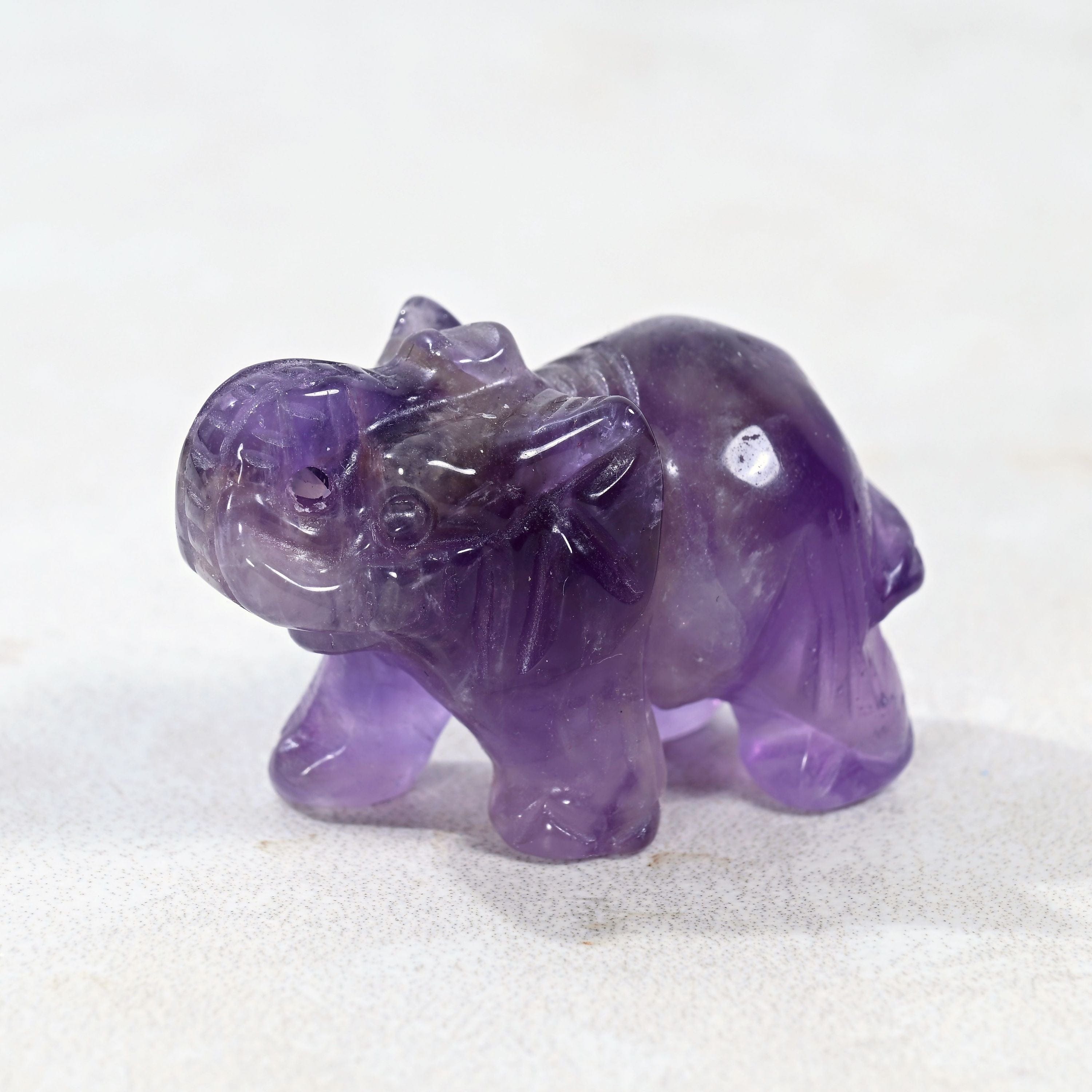 KALIFANO Gemstone Carvings 1.5" Amethyst Elephant Natural Gemstone Carving CV7-E-AM