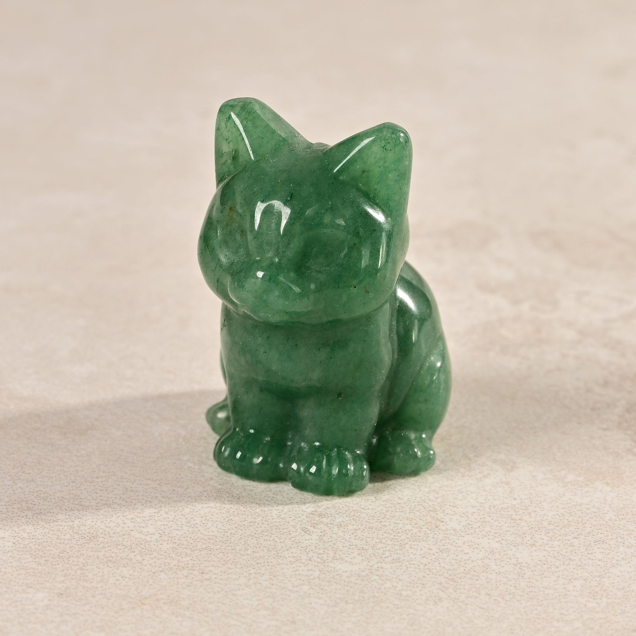 KALIFANO Gemstone Carvings 1.5" Aventurine Cat Natural Gemstone Carving CV11-C-AV