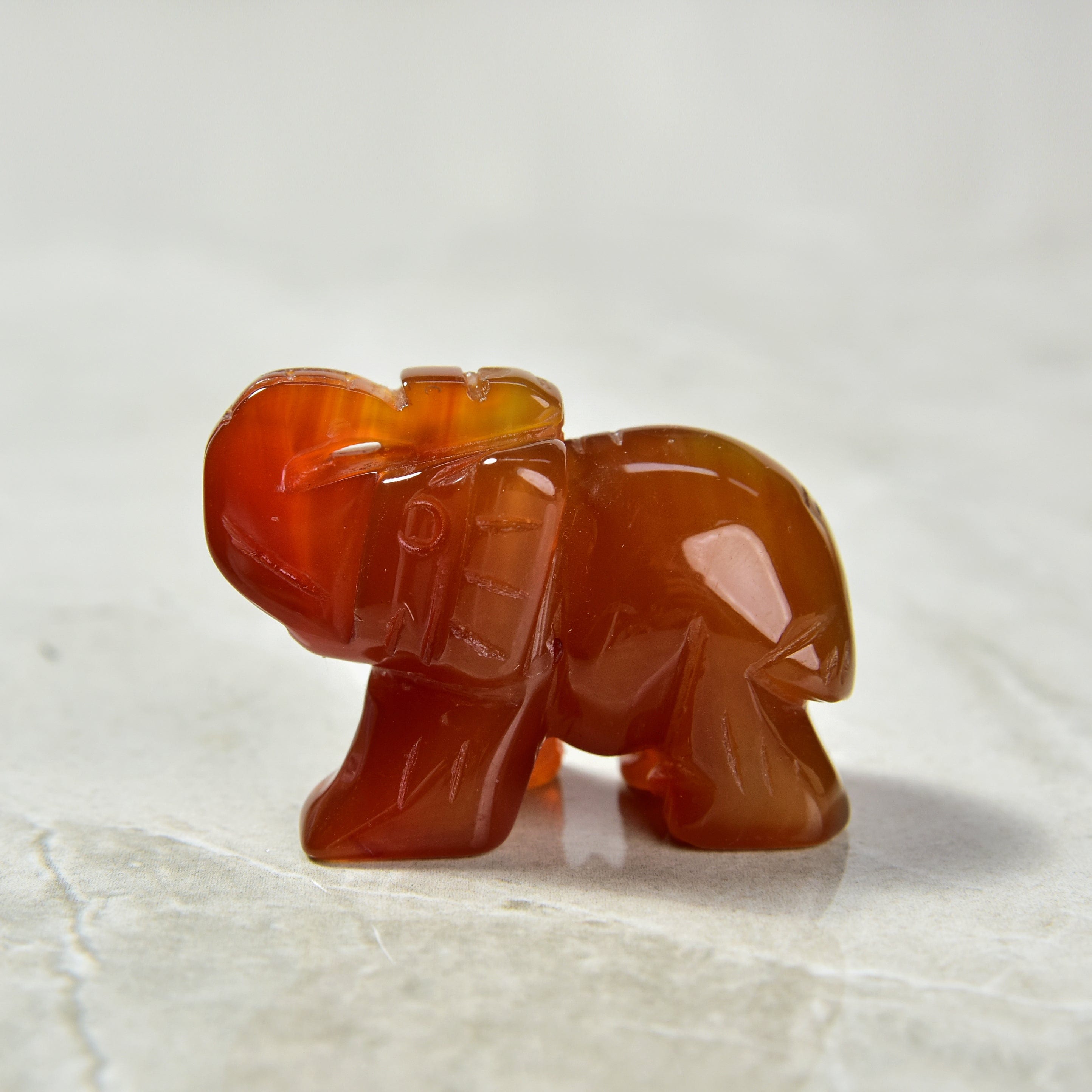 KALIFANO Gemstone Carvings 1.5" Carnelian Elephant Natural Gemstone Carving CV15-E-CR