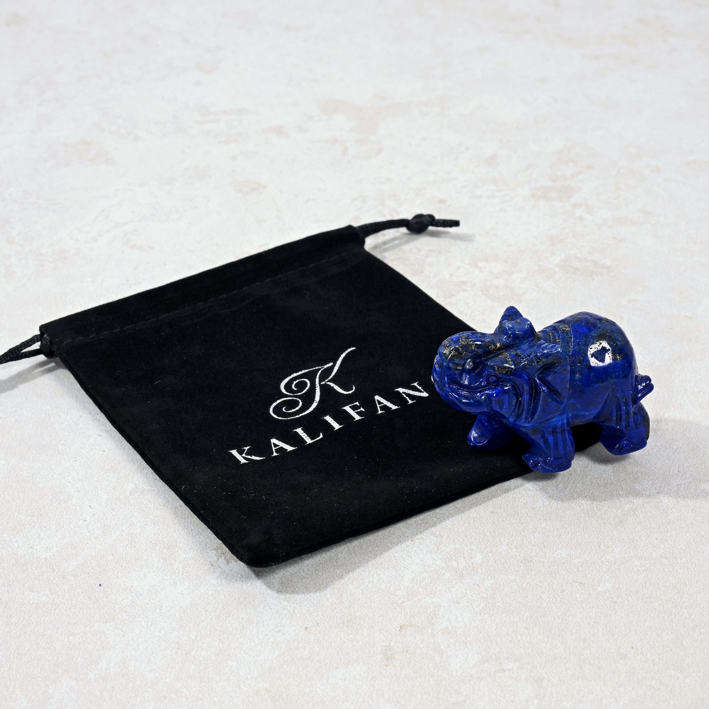 KALIFANO Gemstone Carvings 1.5" Lapis Elephant Natural Gemstone Carving CV15-E-LP