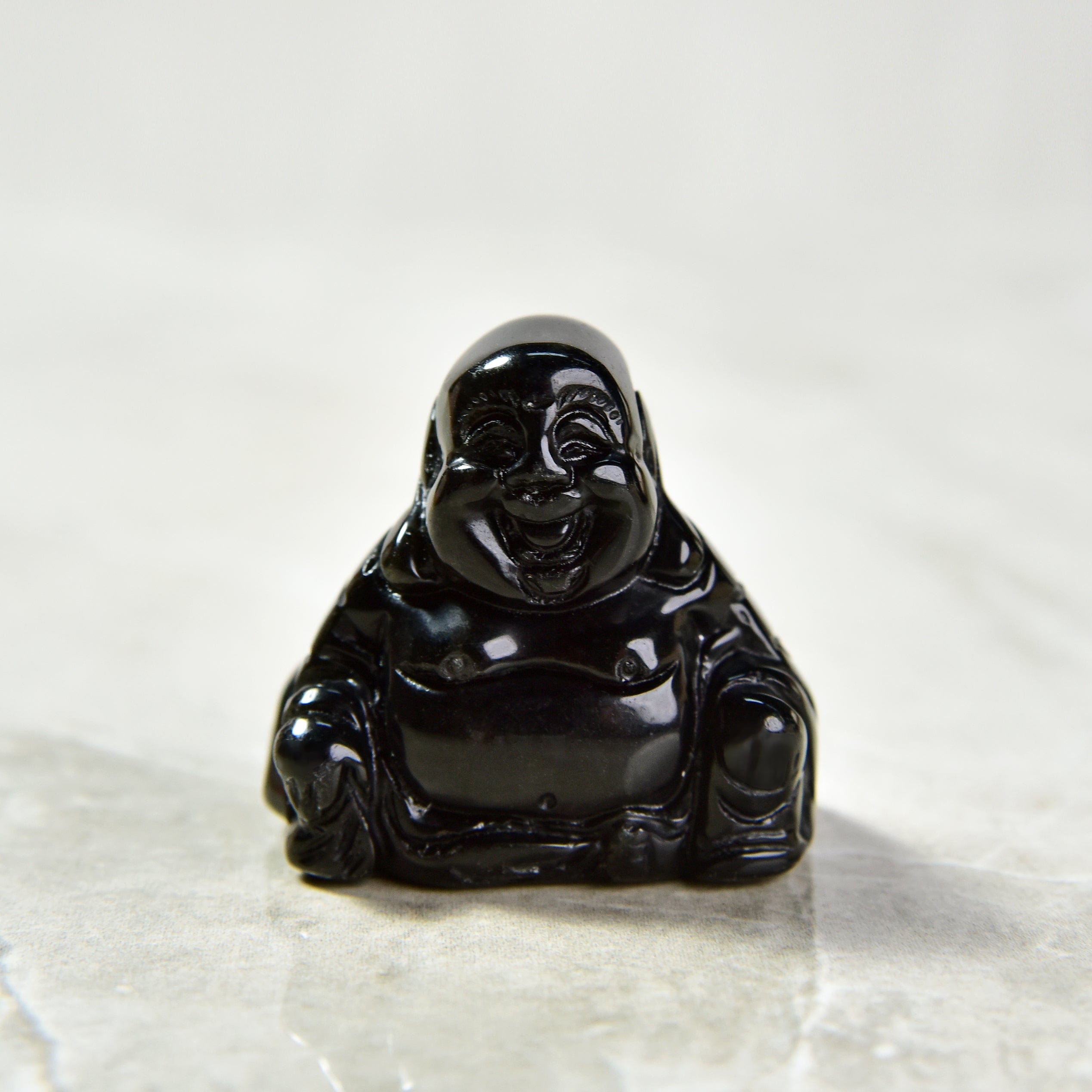 KALIFANO Gemstone Carvings 1.5" Obsidian Buddha Natural Gemstone Carving CV15-B-OB