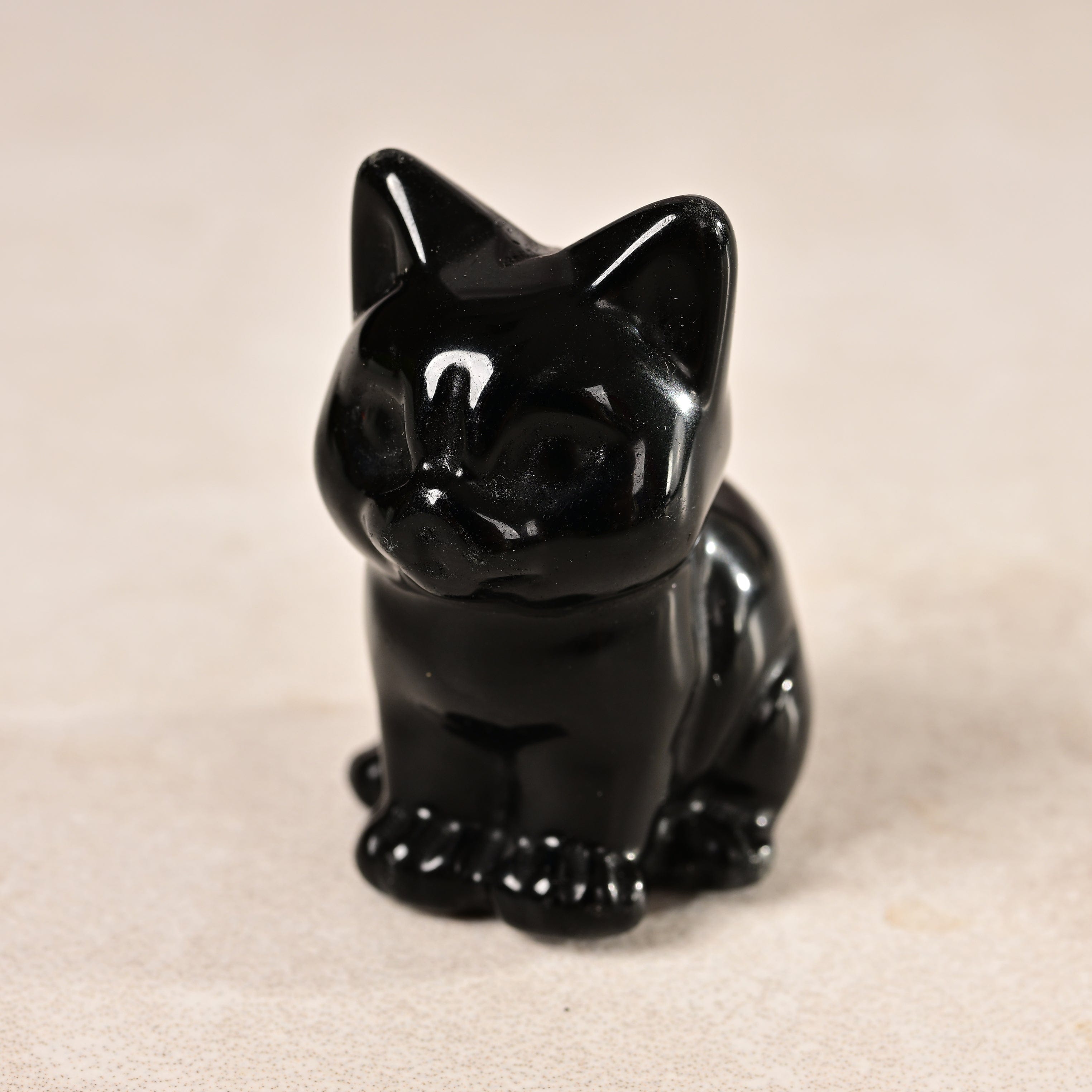 KALIFANO Gemstone Carvings 1.5" Obsidian Cat Natural Gemstone Carving CV11-C-OB