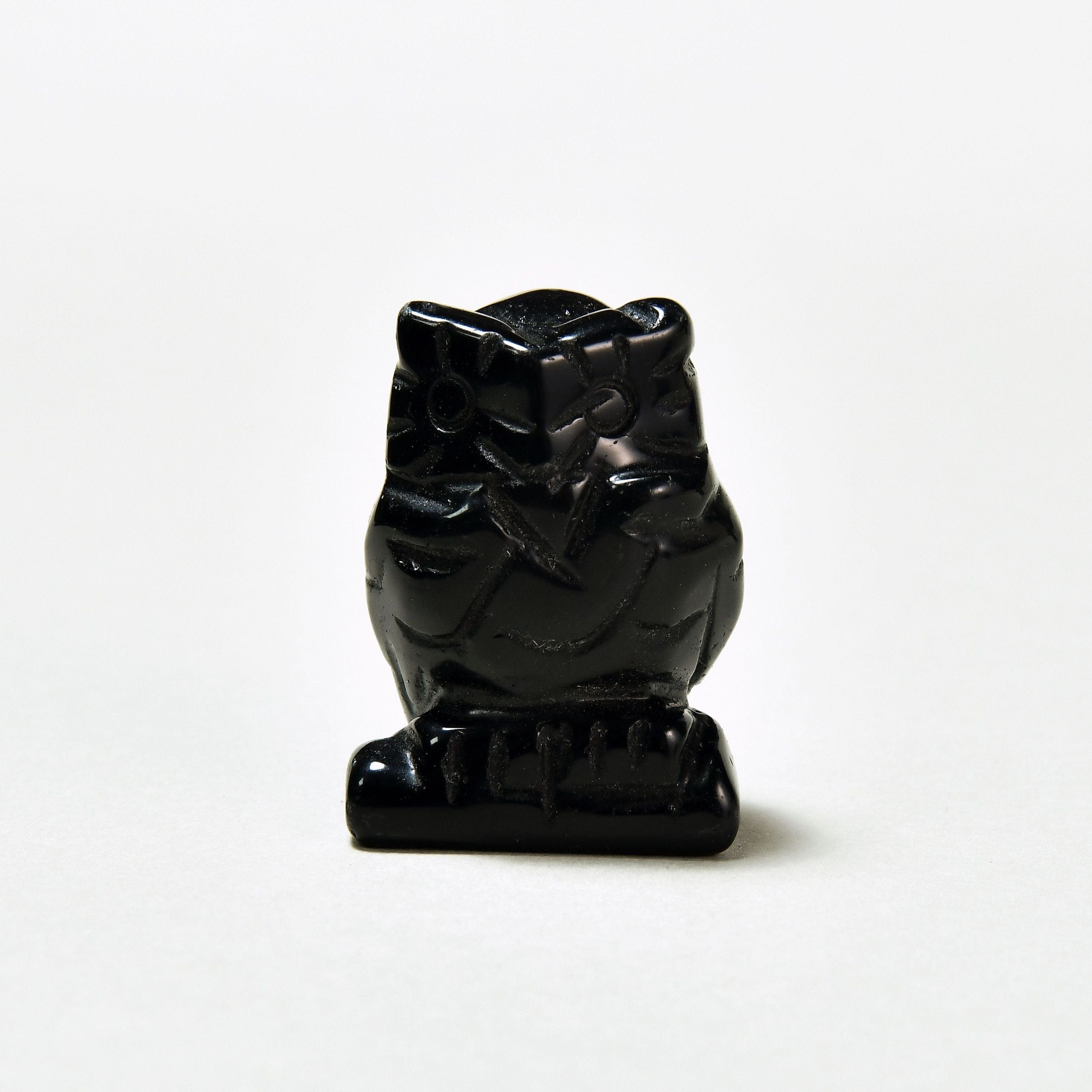 KALIFANO Gemstone Carvings 1.5" Obsidian Owl Natural Gemstone Carving CV12-O-OB