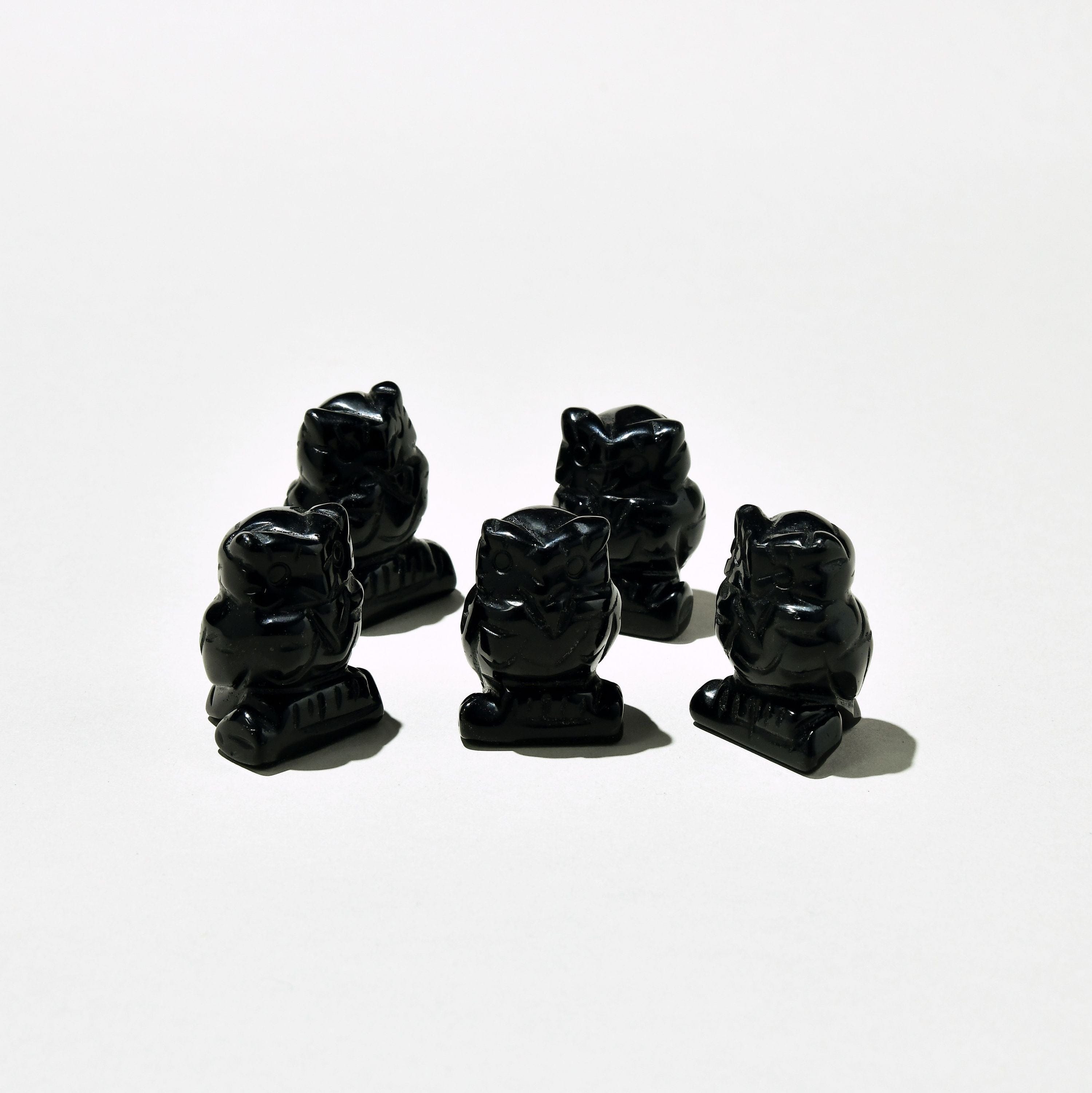 KALIFANO Gemstone Carvings 1.5" Obsidian Owl Natural Gemstone Carving CV12-O-OB
