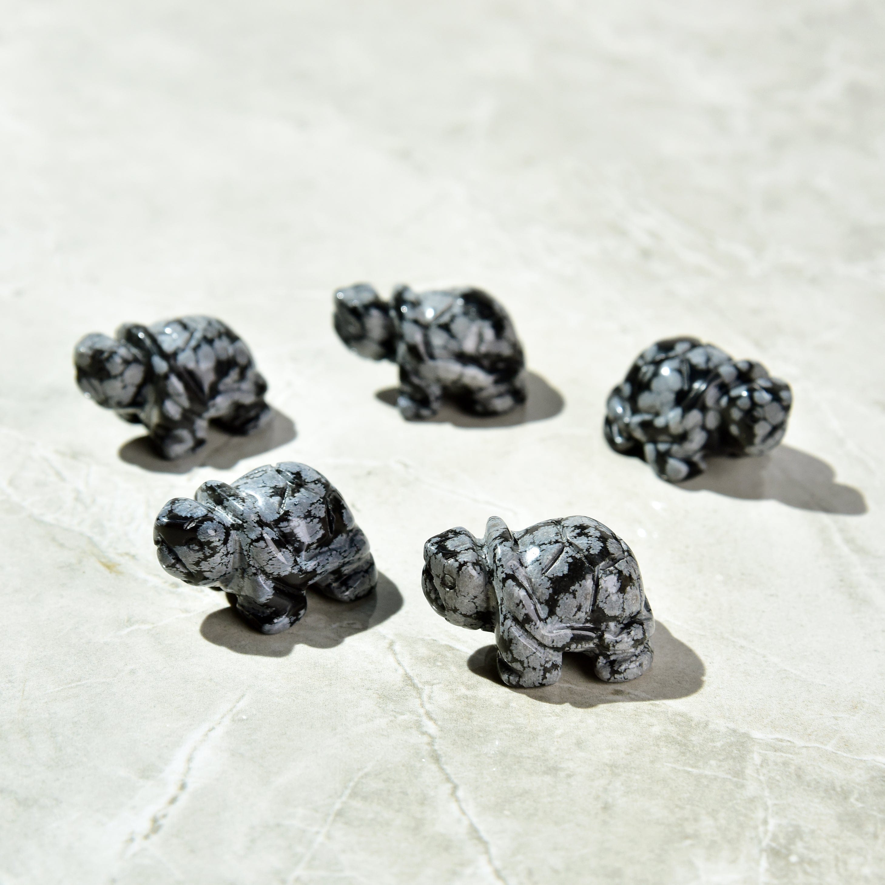 KALIFANO Gemstone Carvings 1.5" Snowflake Obsidian Turtle Natural Gemstone Carving CV13-T-SFOB