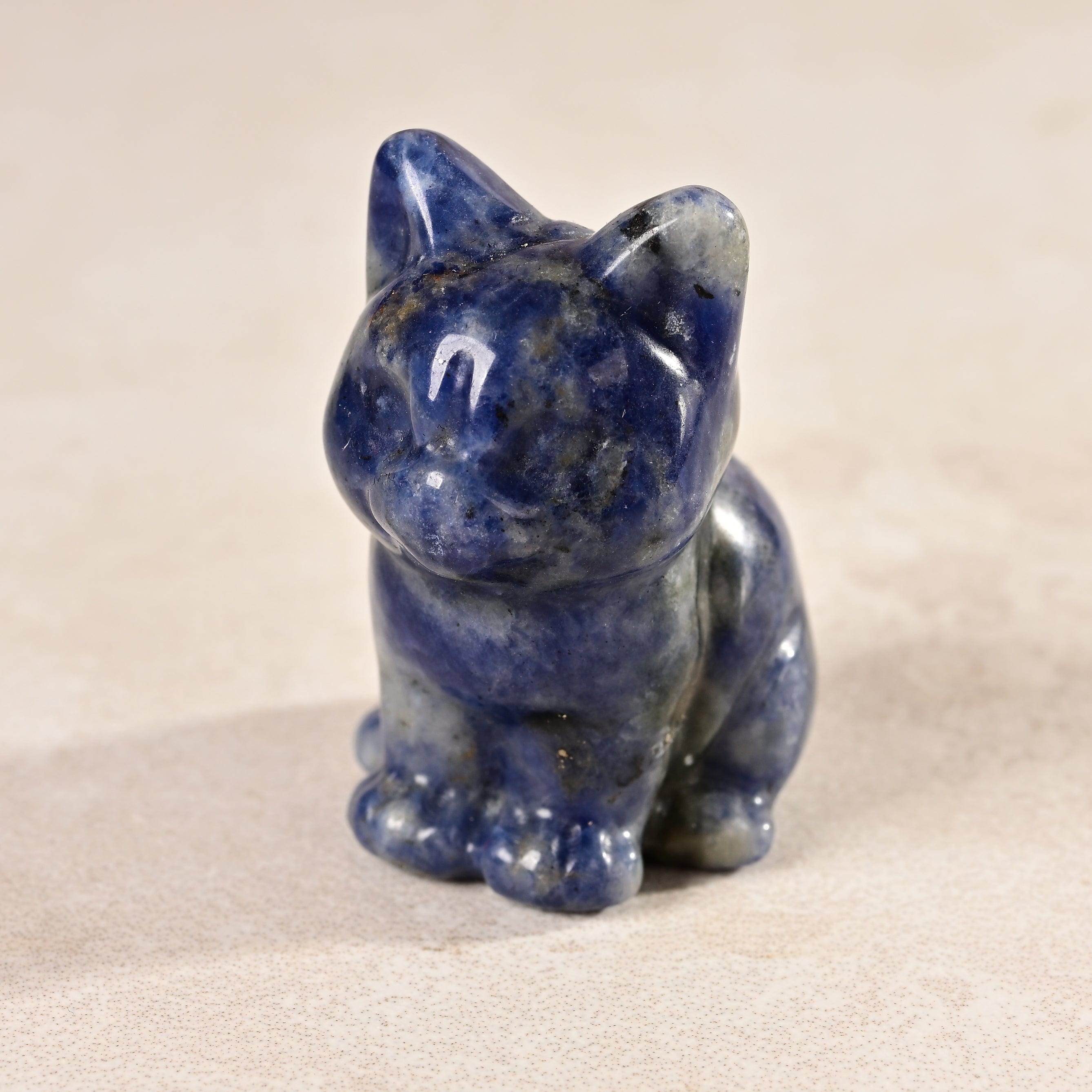 KALIFANO Gemstone Carvings 1.5" Sodalite Cat Natural Gemstone Carving CV11-C-SD