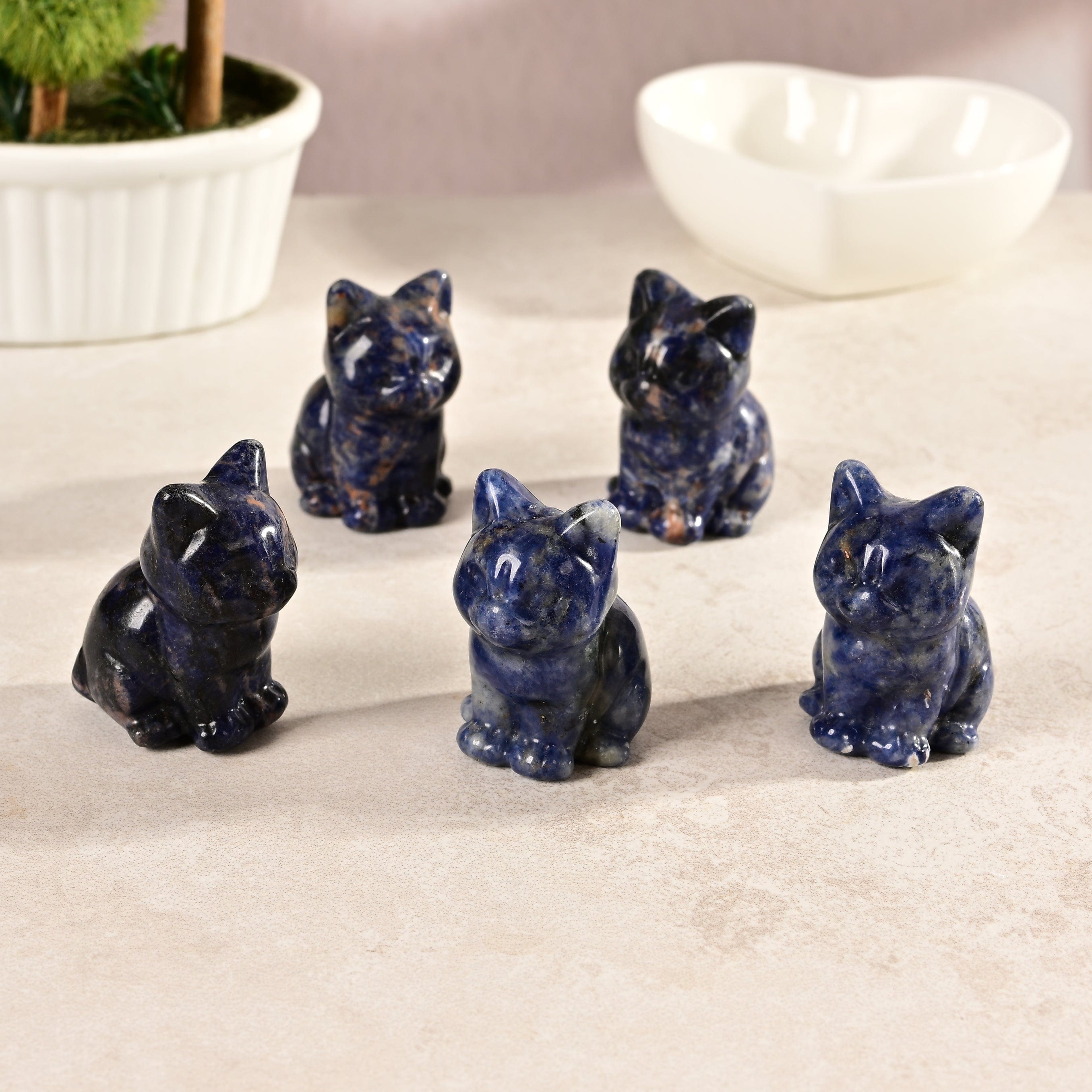 KALIFANO Gemstone Carvings 1.5" Sodalite Cat Natural Gemstone Carving CV11-C-SD