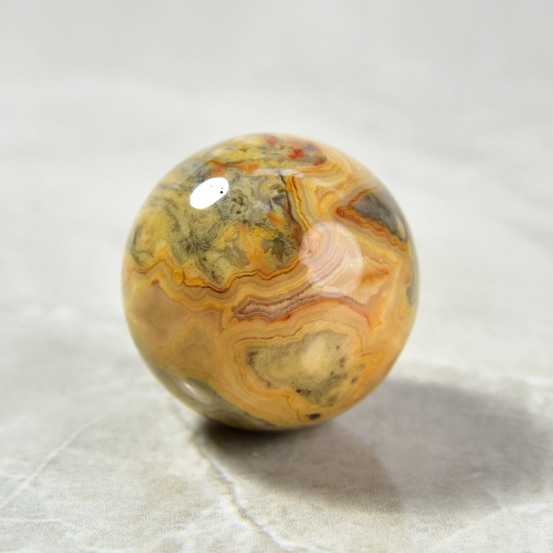 KALIFANO Gemstone Carvings 1.6" Crazy Lace Agate Sphere Natural Gemstone Carving CV15-SP-CLA