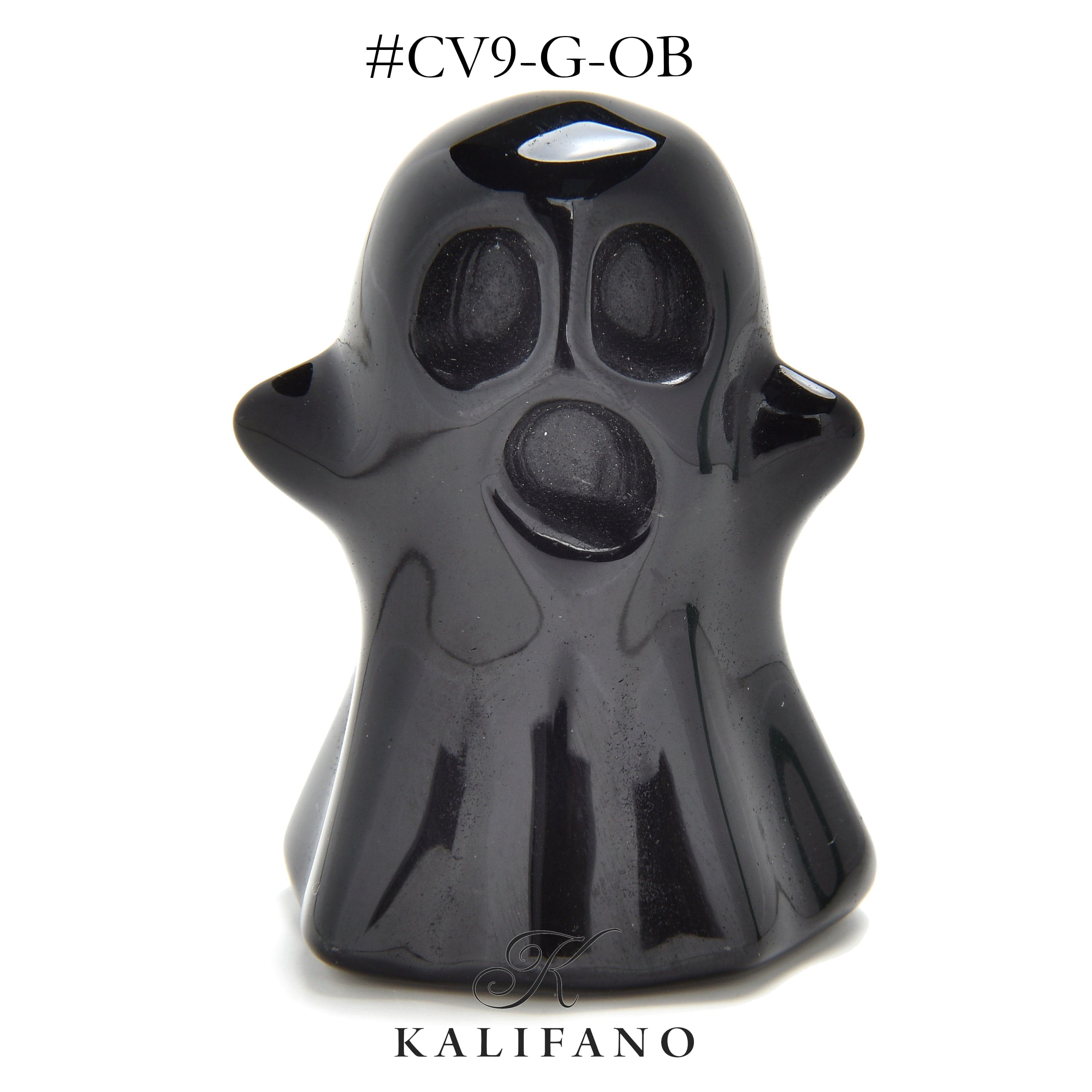 KALIFANO Gemstone Carvings 1.75" Obsidian Ghost Natural Gemstone Carving CV9-G-OB