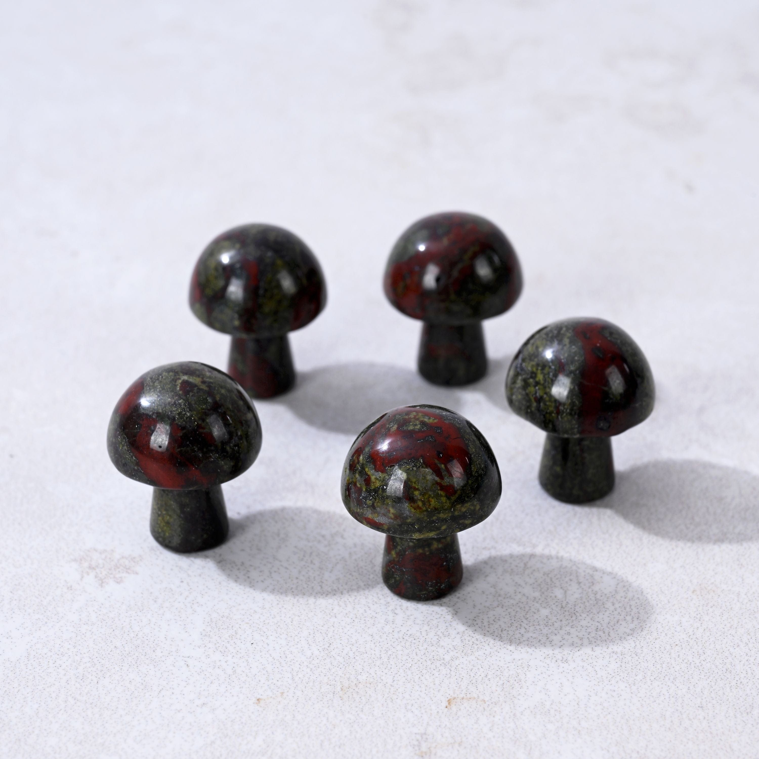 KALIFANO Gemstone Carvings 1" Bloodstone Mushroom Natural Gemstone Carving CV1-M-BS
