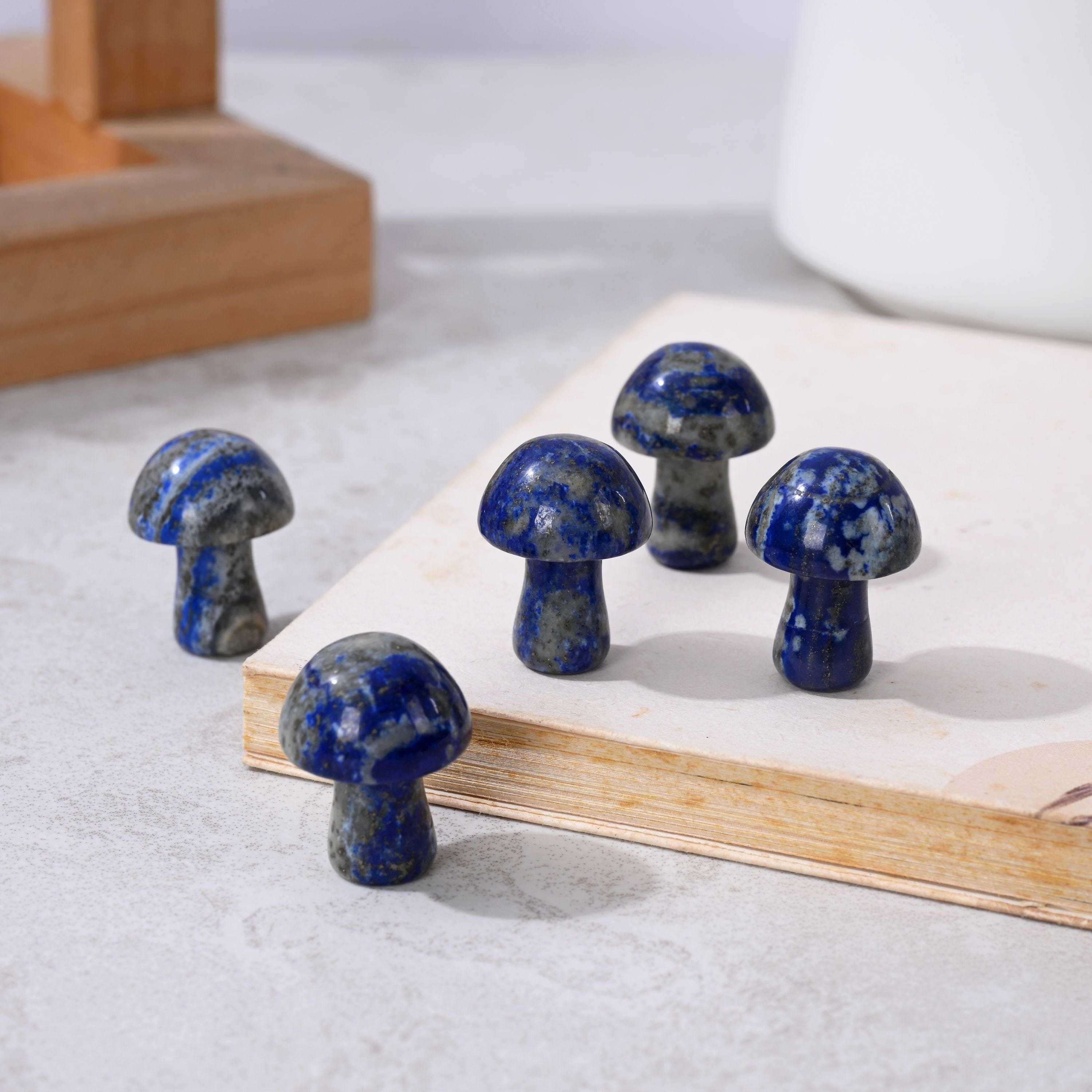KALIFANO Gemstone Carvings 1" Lapis Mushroom Natural Gemstone Carving CV1-M-LP